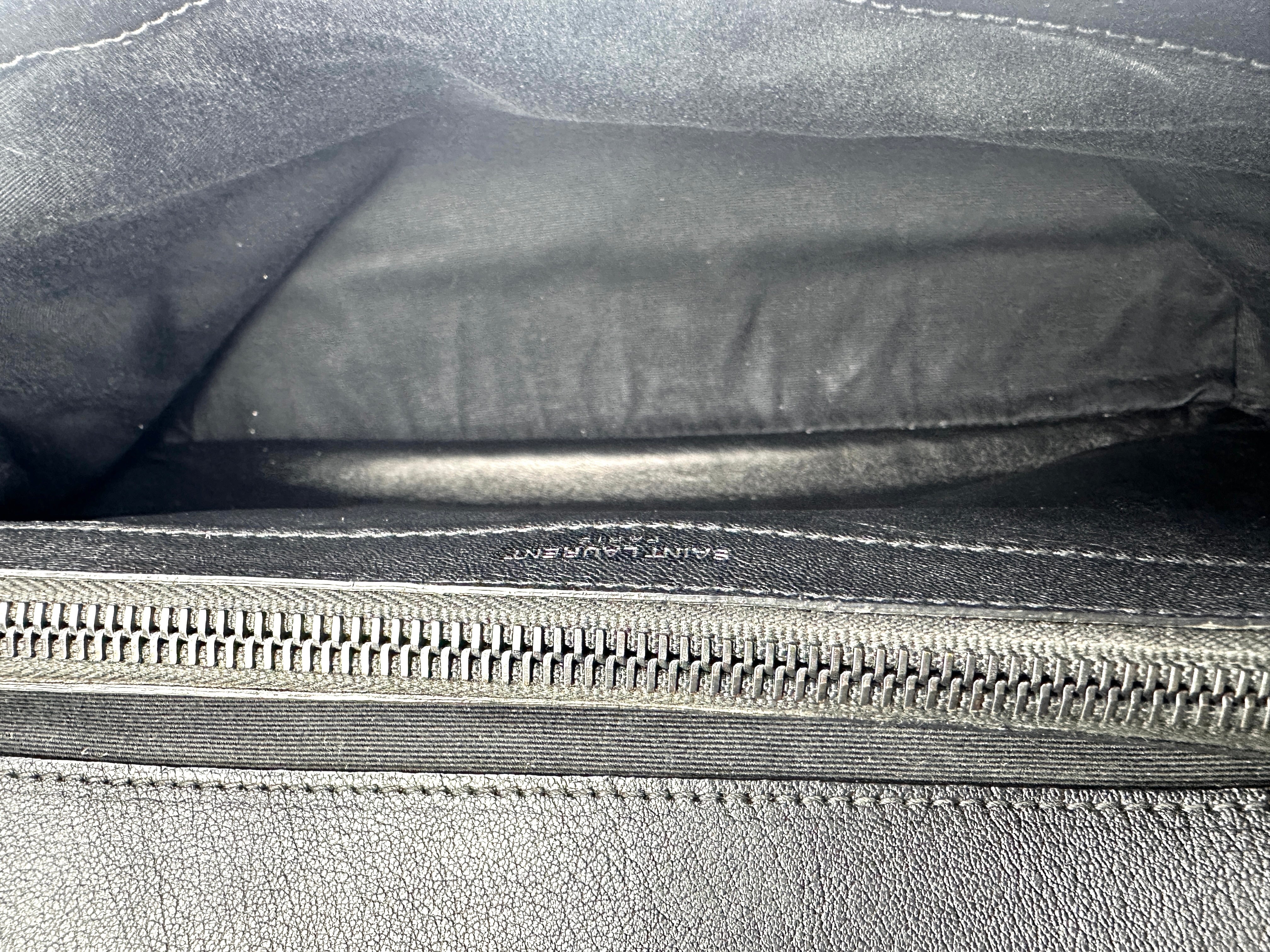 Saint Laurent Black Quilted Chevron Leather College  Bag SL150