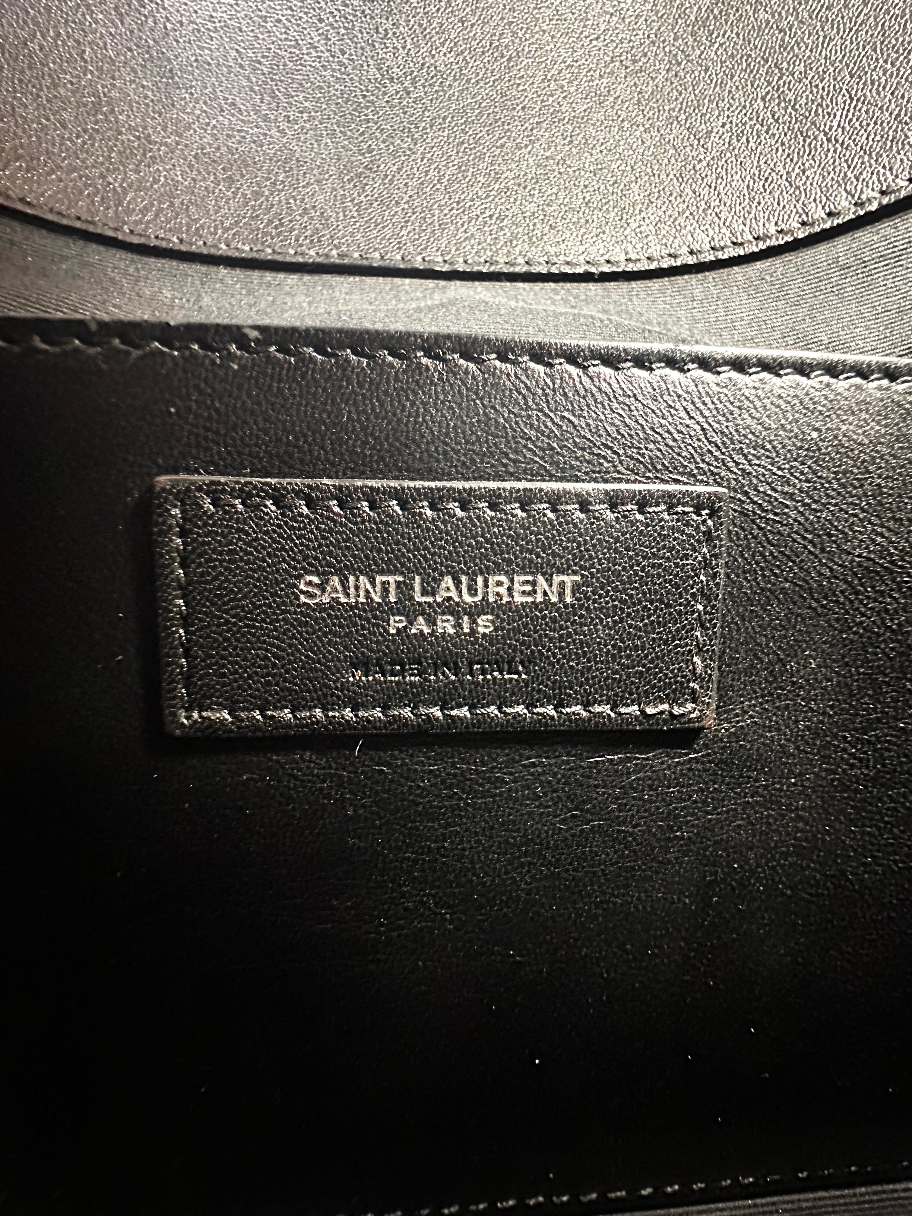 Saint Laurent Black Quilted Chevron Leather College  Bag SL150