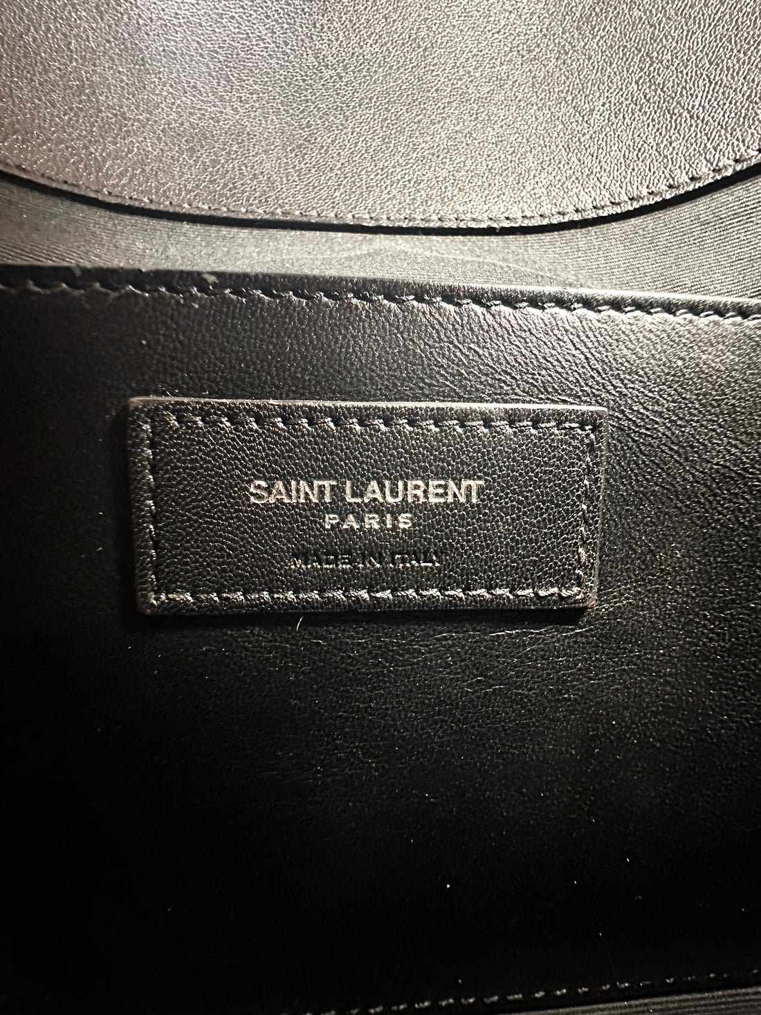 Saint Laurent Black Quilted Chevron Leather College  Bag SL150