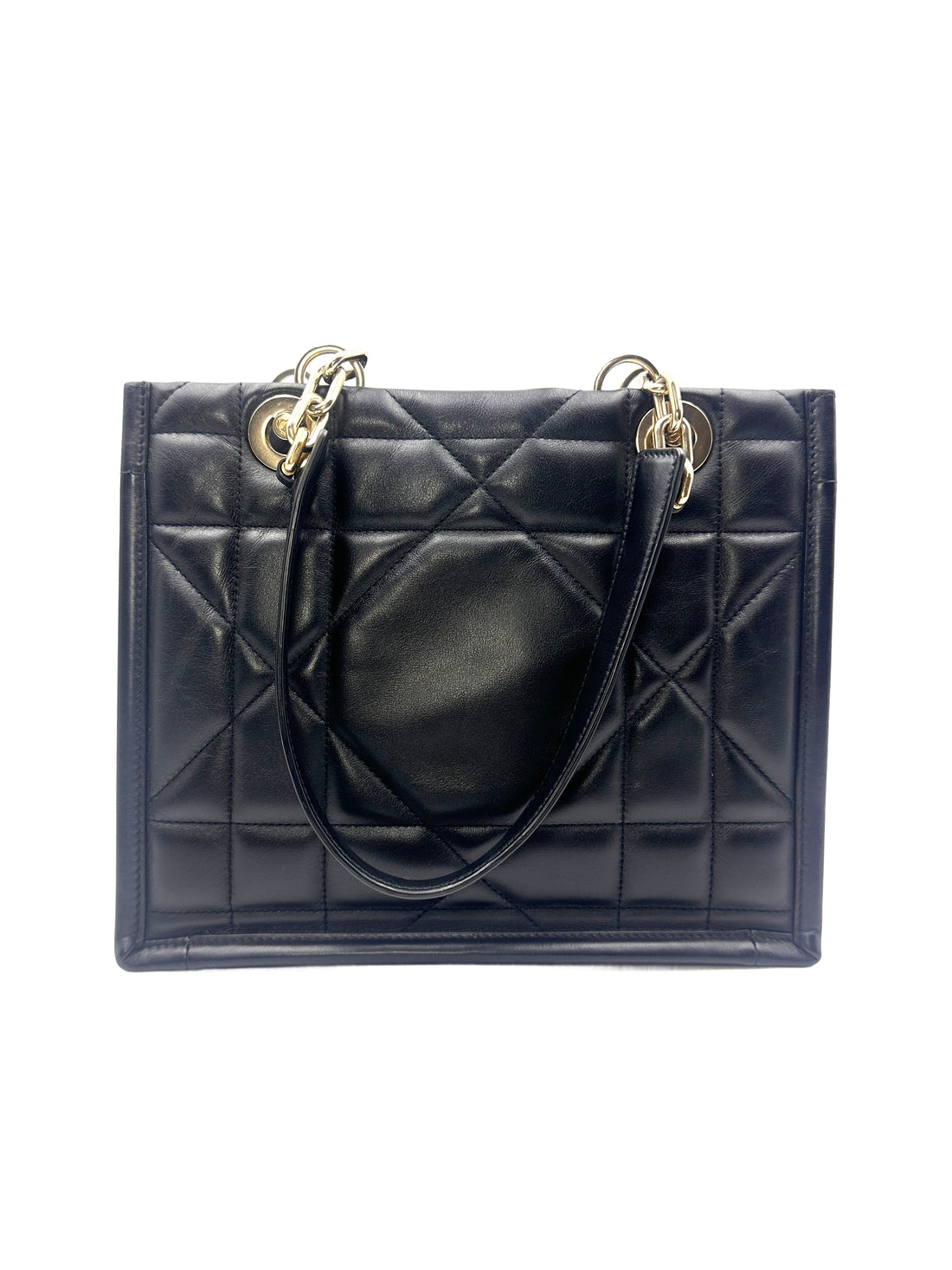 Christian Dior Essential Archicannage Quilted Leather Tote Bag Black DR379