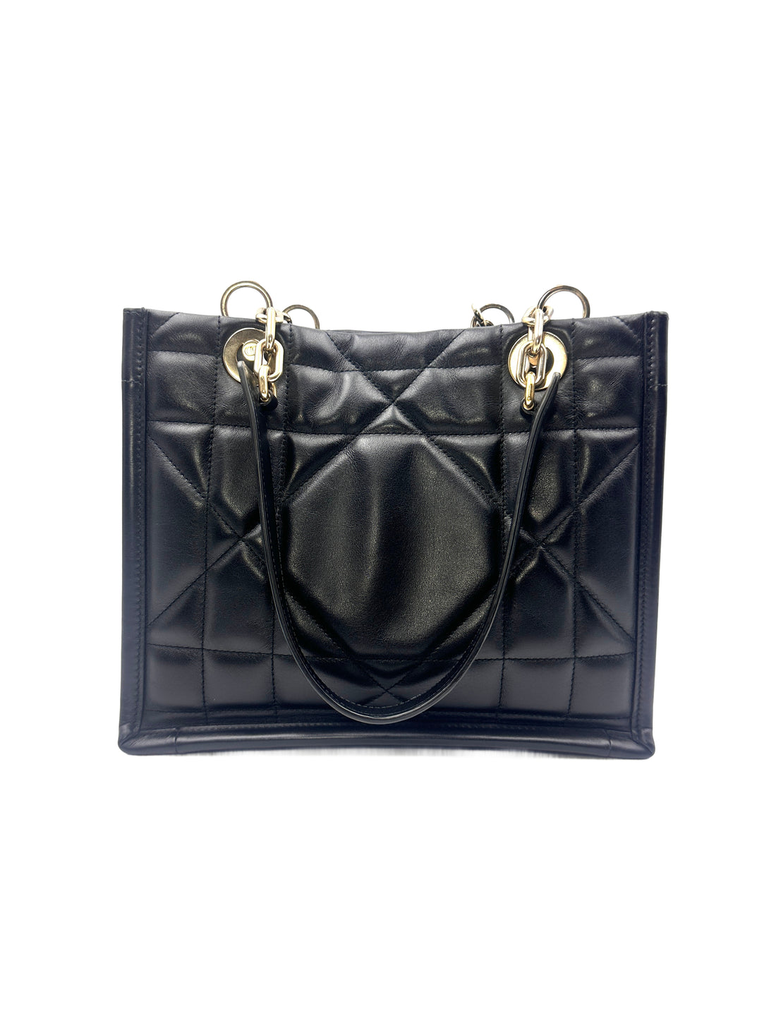 Christian Dior Essential Archicannage Quilted Leather Tote Bag Black DR379