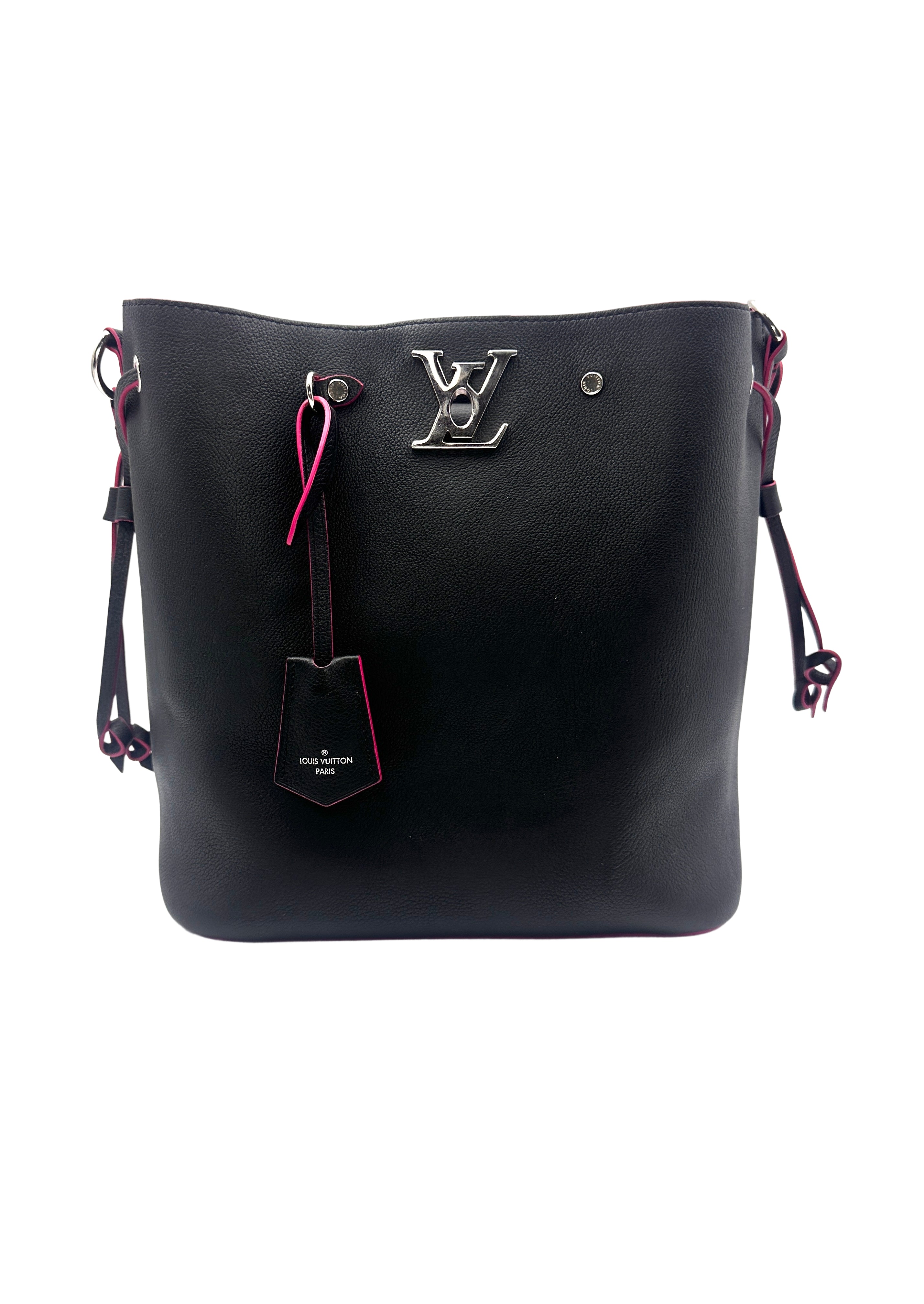 Louis Vuitton Black Taurillon Lockme Bucket Bag LV1672