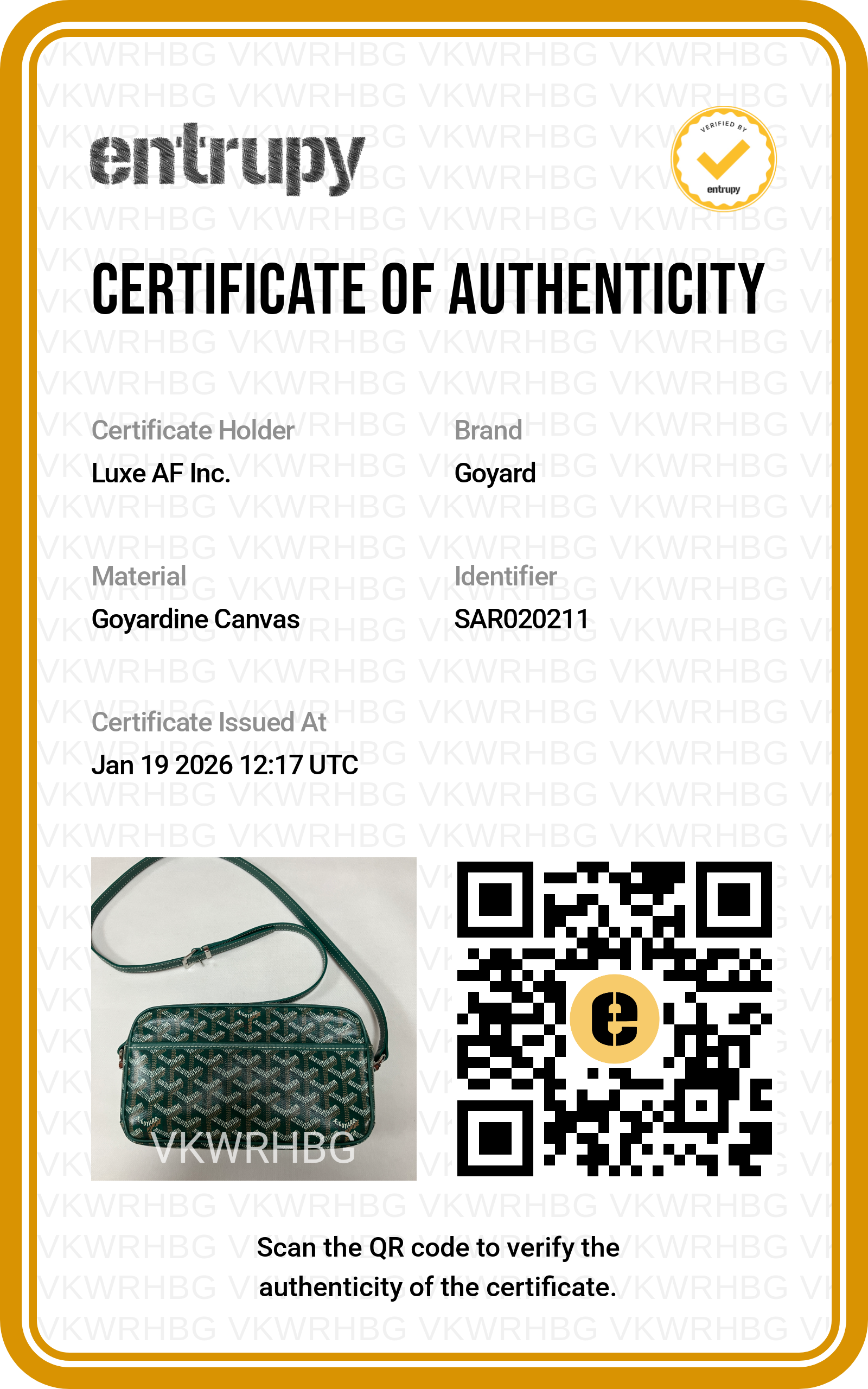 Goyard Capvert PM Goyardine Saccap Vert Shoulder Bag GR43