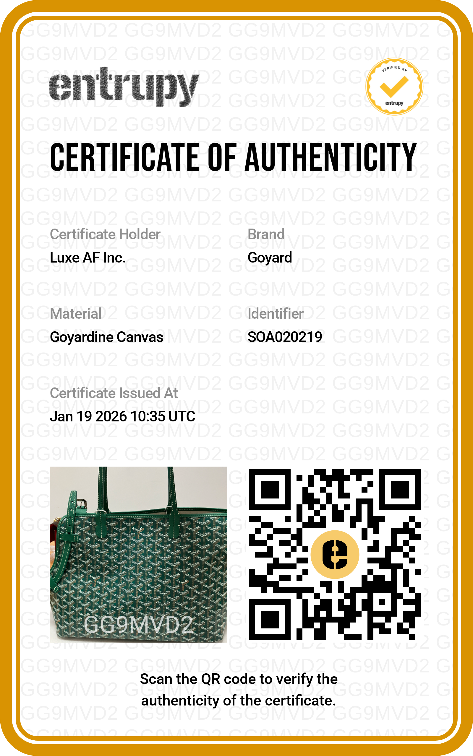 Goyard Chien-Gris Green Goyardine Tote Bag GR41