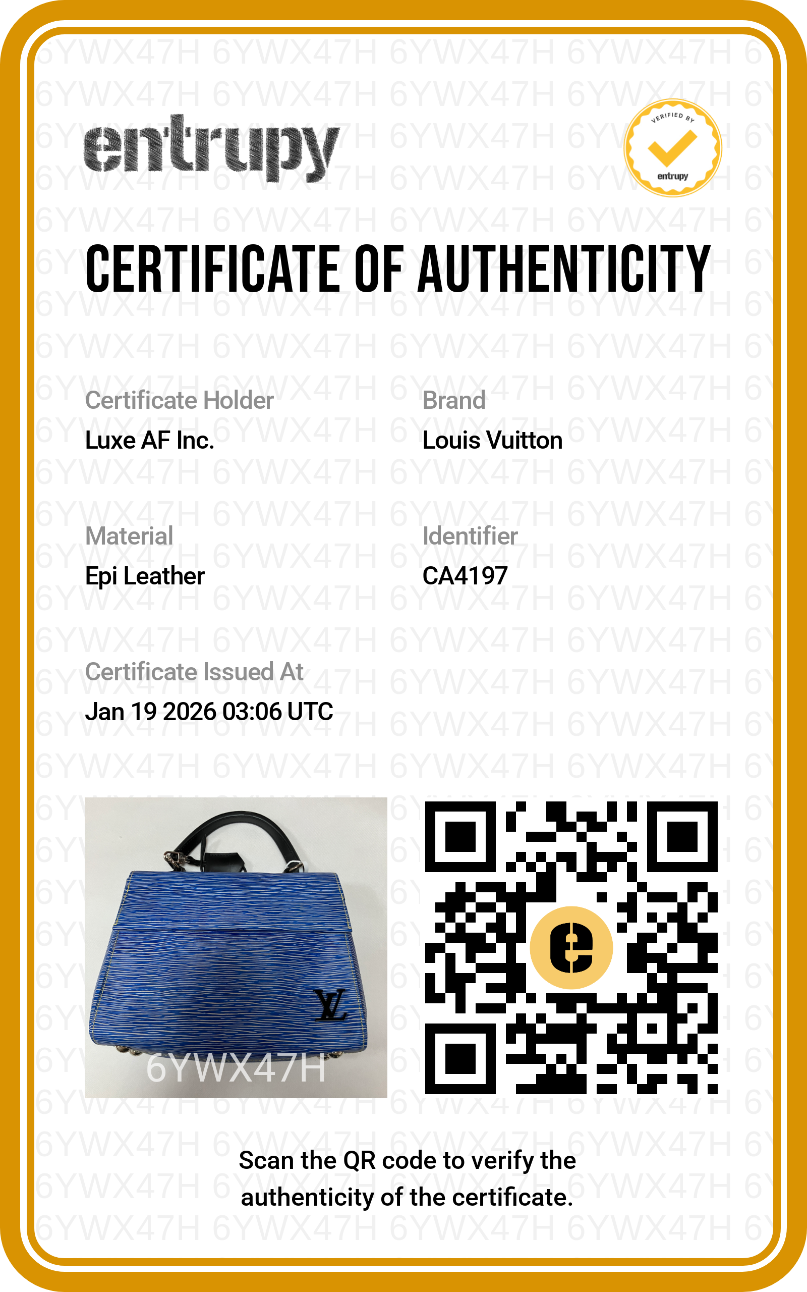 Louis Vuitton Cluny Denim Light Epi Leather Top Handle Bag LV1671