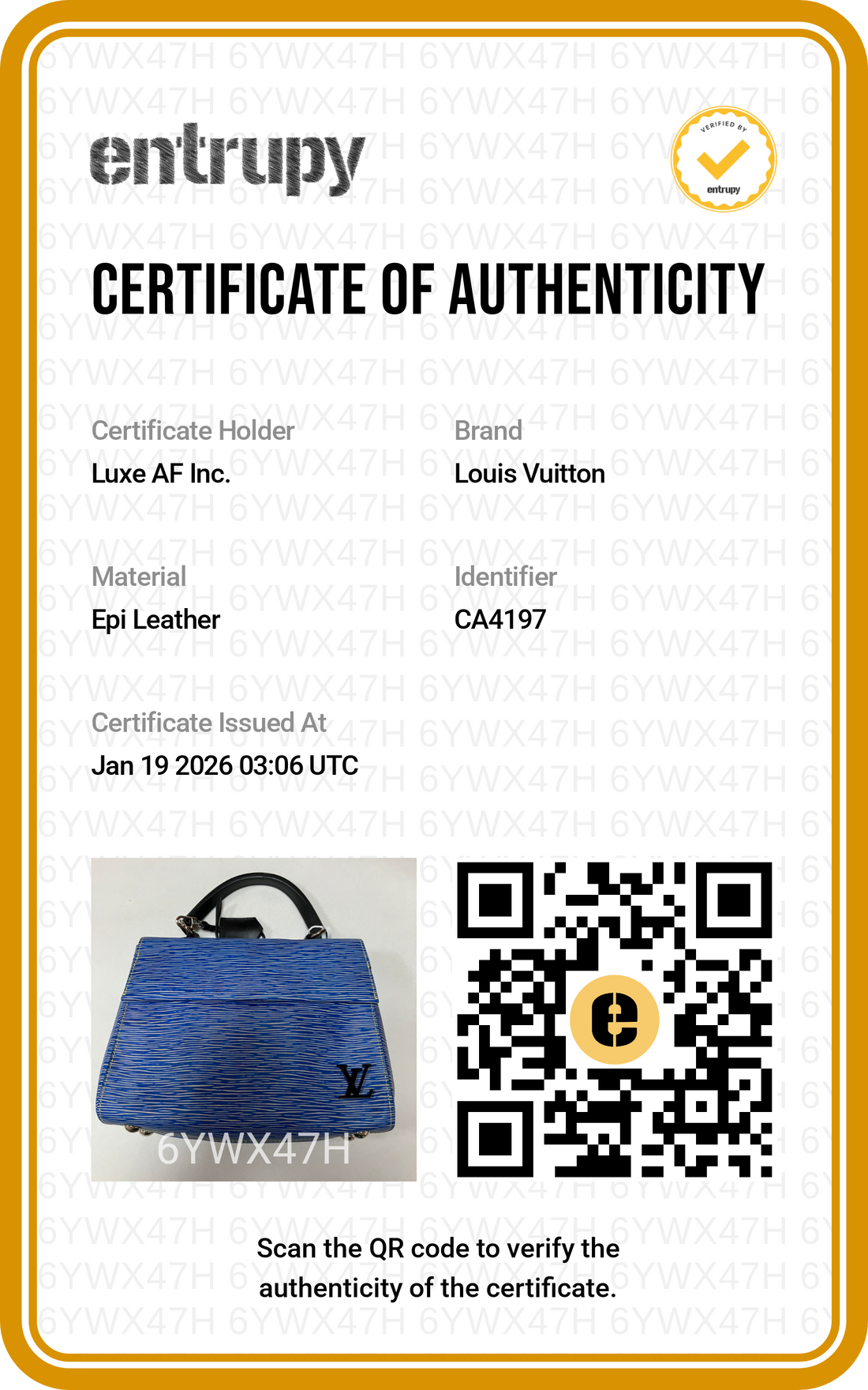 Louis Vuitton Cluny Denim Light Epi Leather Top Handle Bag LV1671