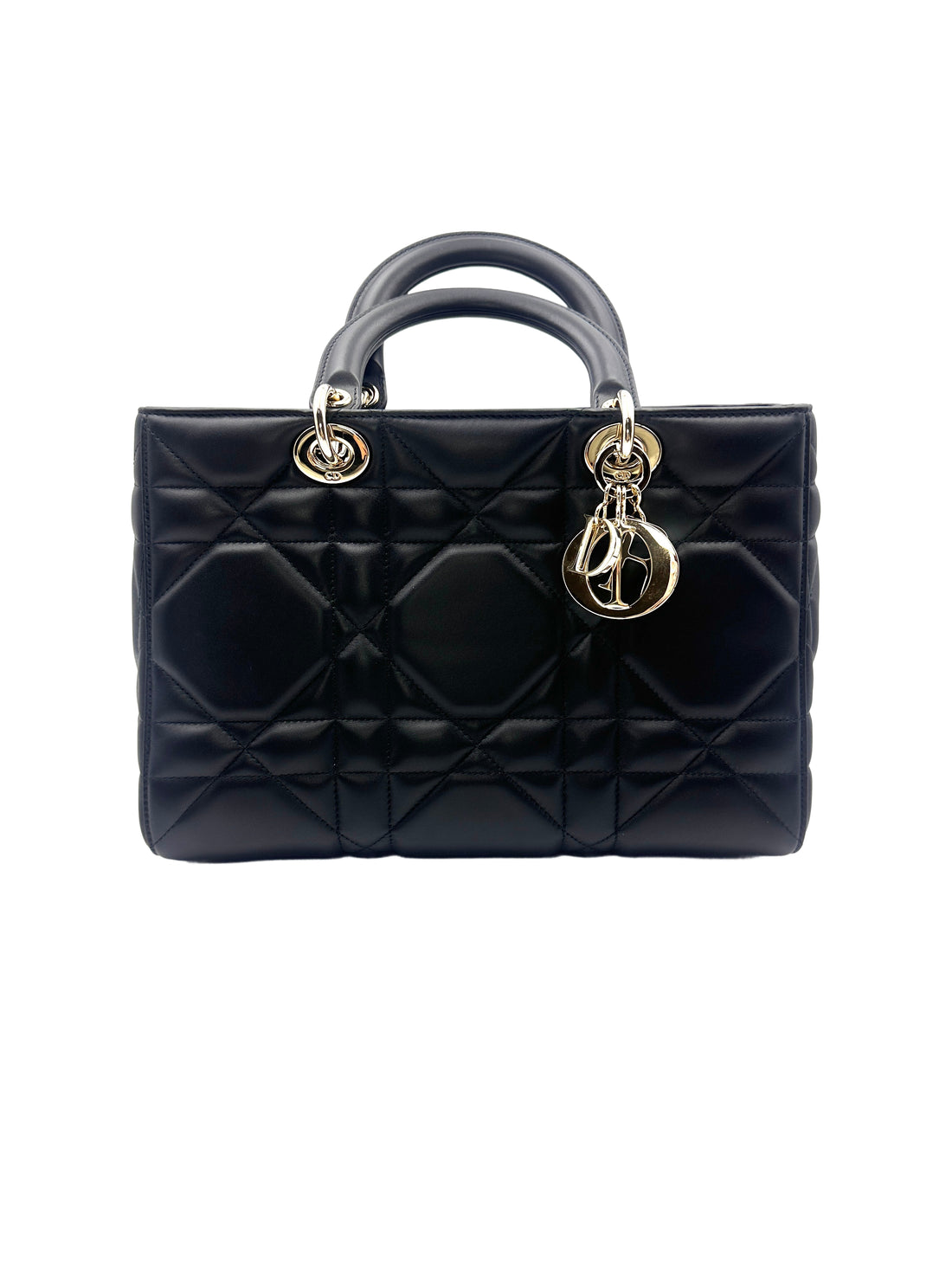 Christian Dior Lady D-Joy Black Patent Cannage Lambskin Medium Size Bag DR375