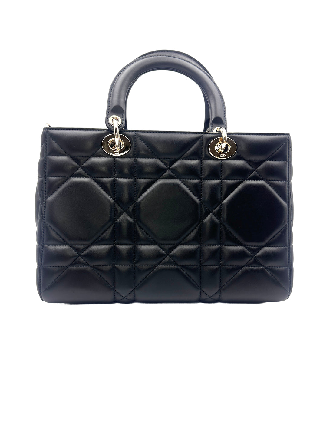 Christian Dior Lady D-Joy Black Patent Cannage Lambskin Medium Size Bag DR375