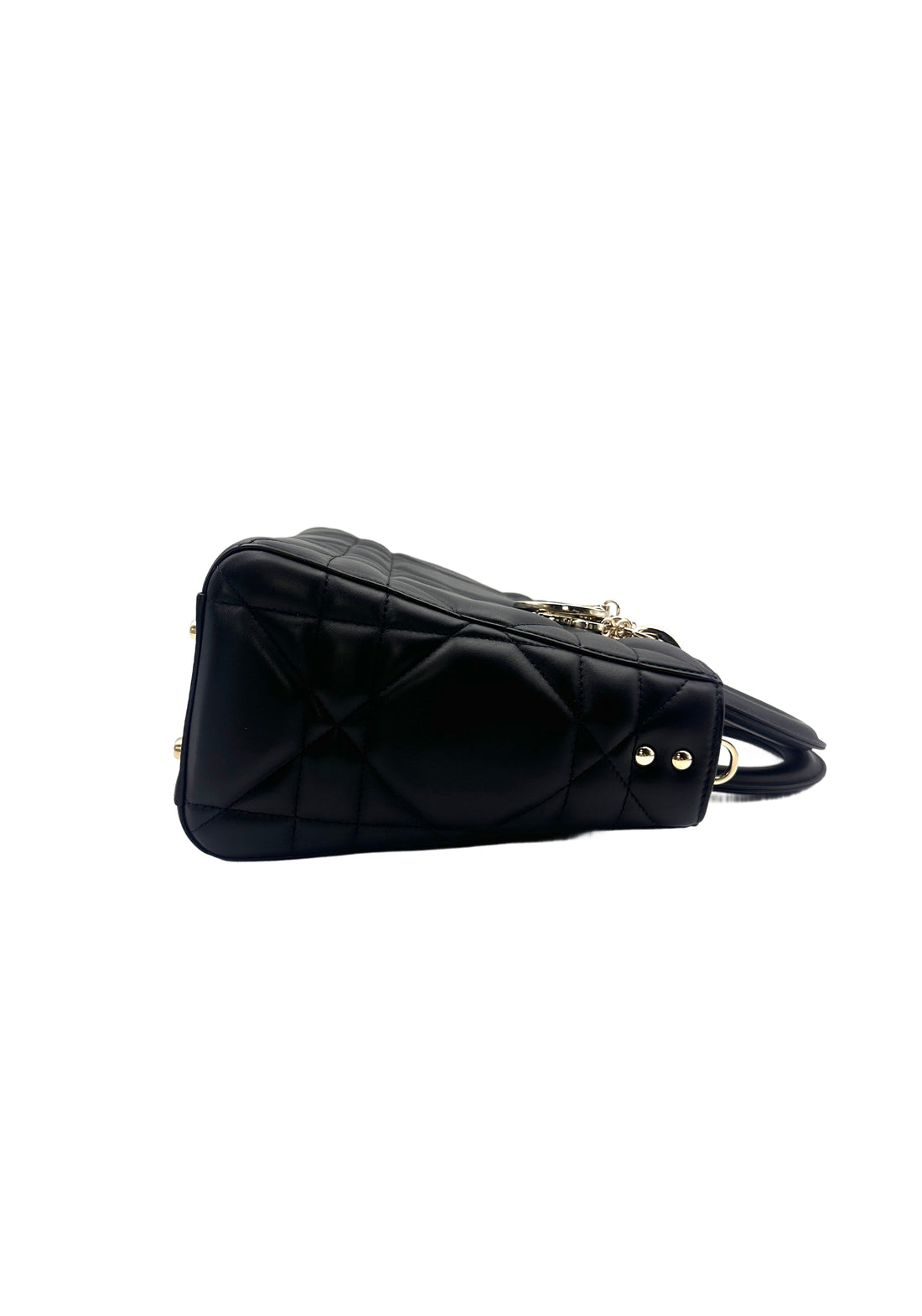 Christian Dior Lady D-Joy Black Patent Cannage Lambskin Medium Size Bag DR375