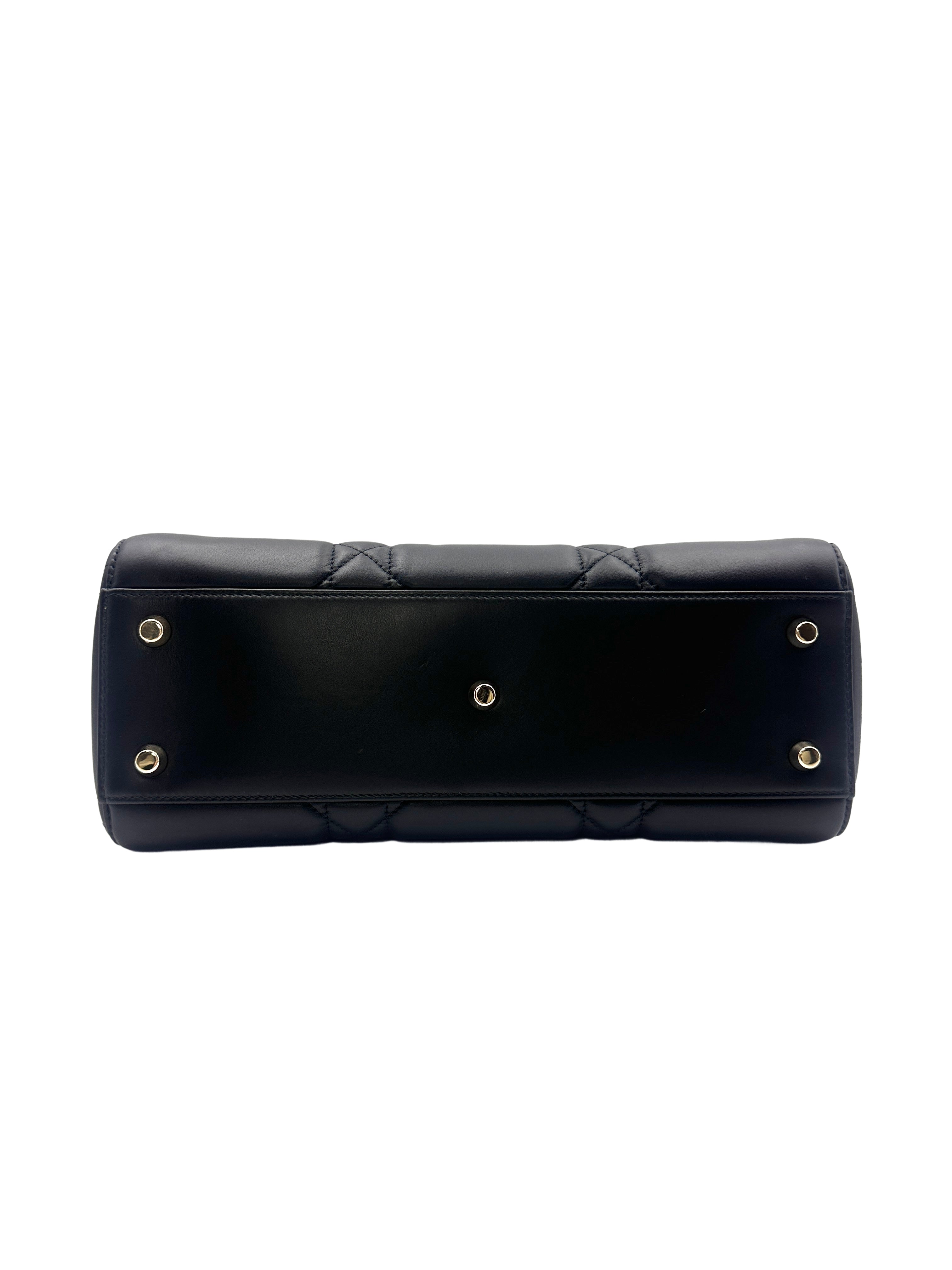 Christian Dior Lady D-Joy Black Patent Cannage Lambskin Medium Size Bag DR375