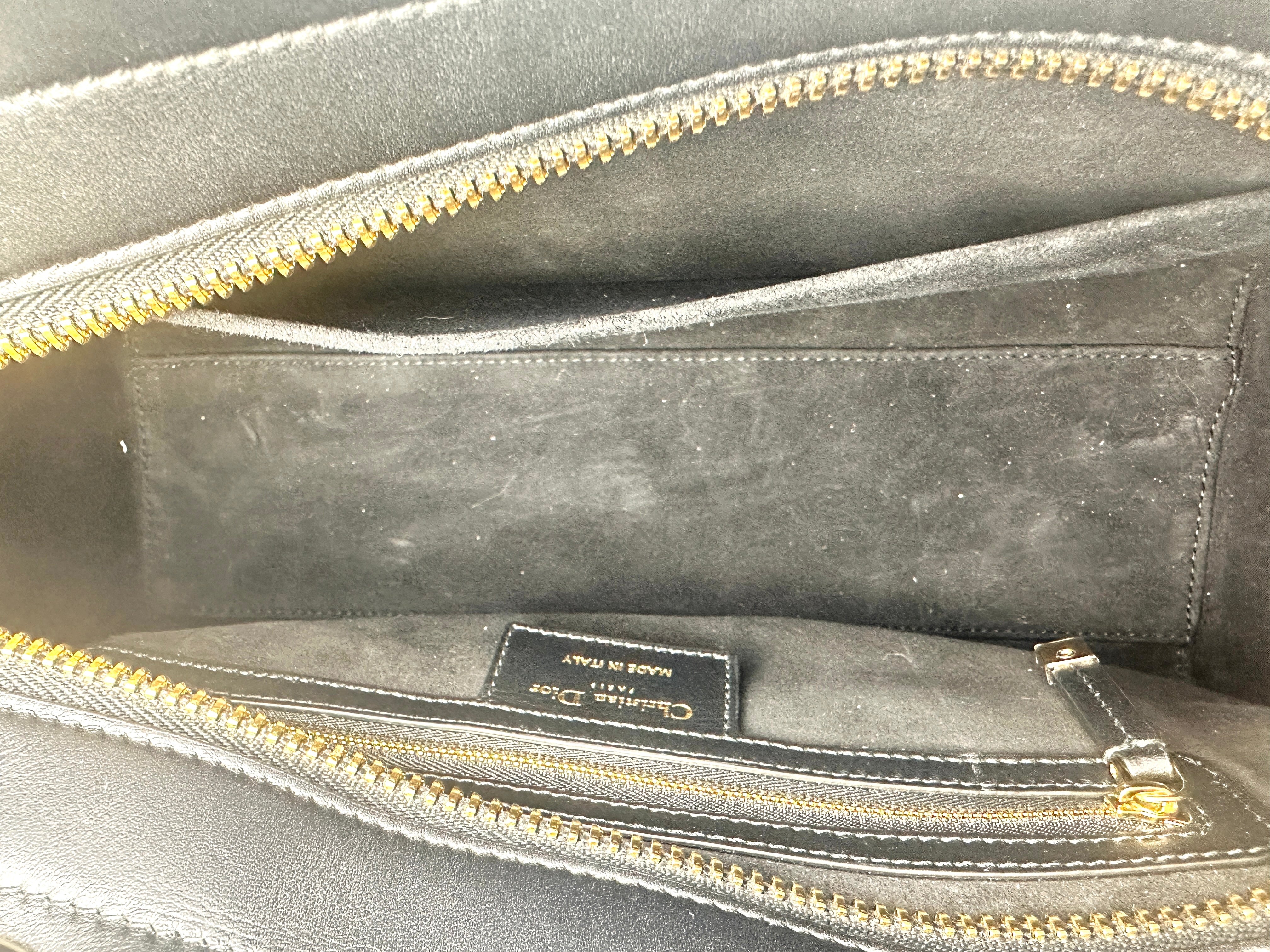Christian Dior Lady D-Joy Black Patent Cannage Lambskin Medium Size Bag DR375