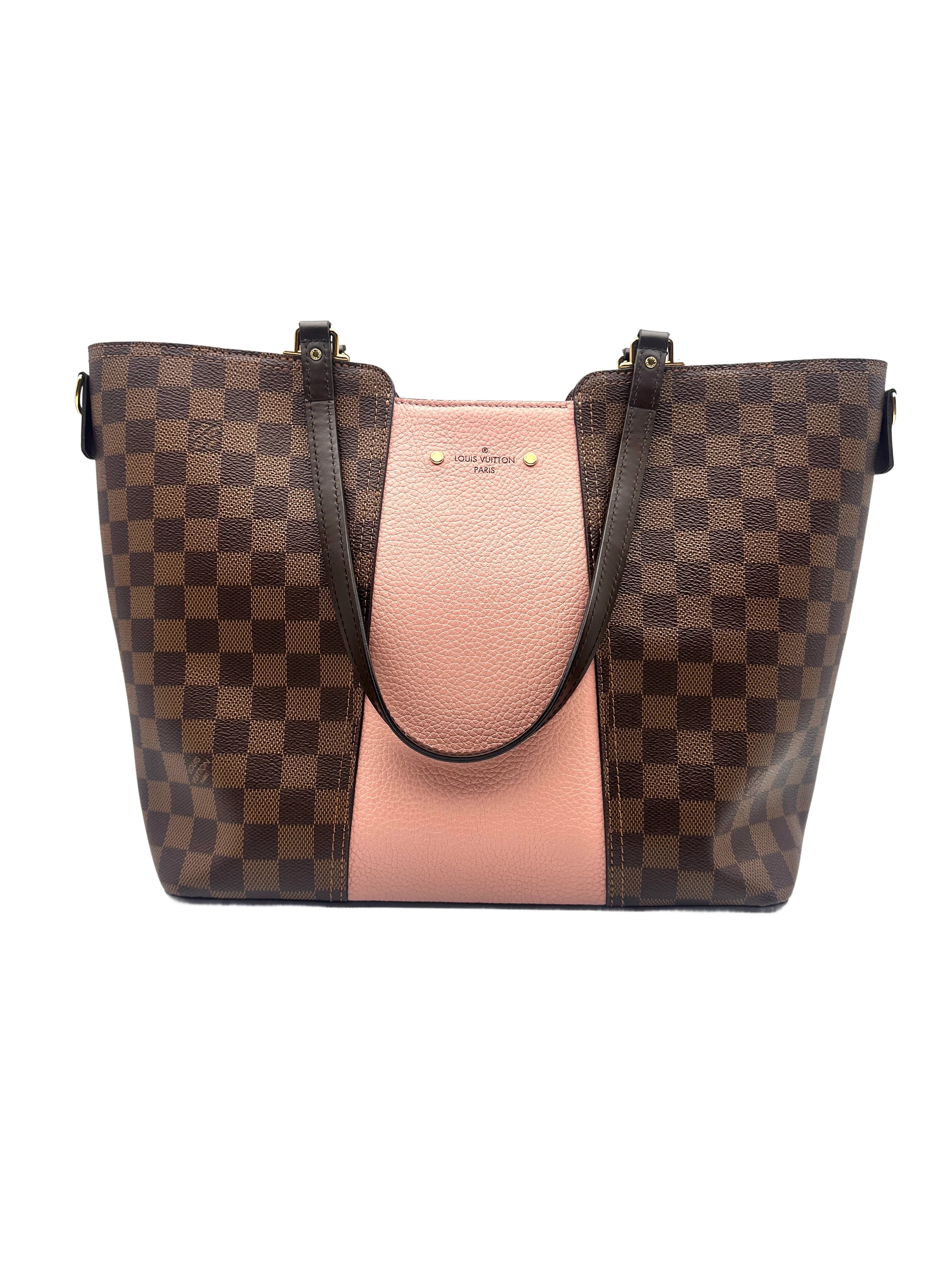 Louis Vuitton Jersey Damier Ebene Tote Bag Brown/Pink LV1666