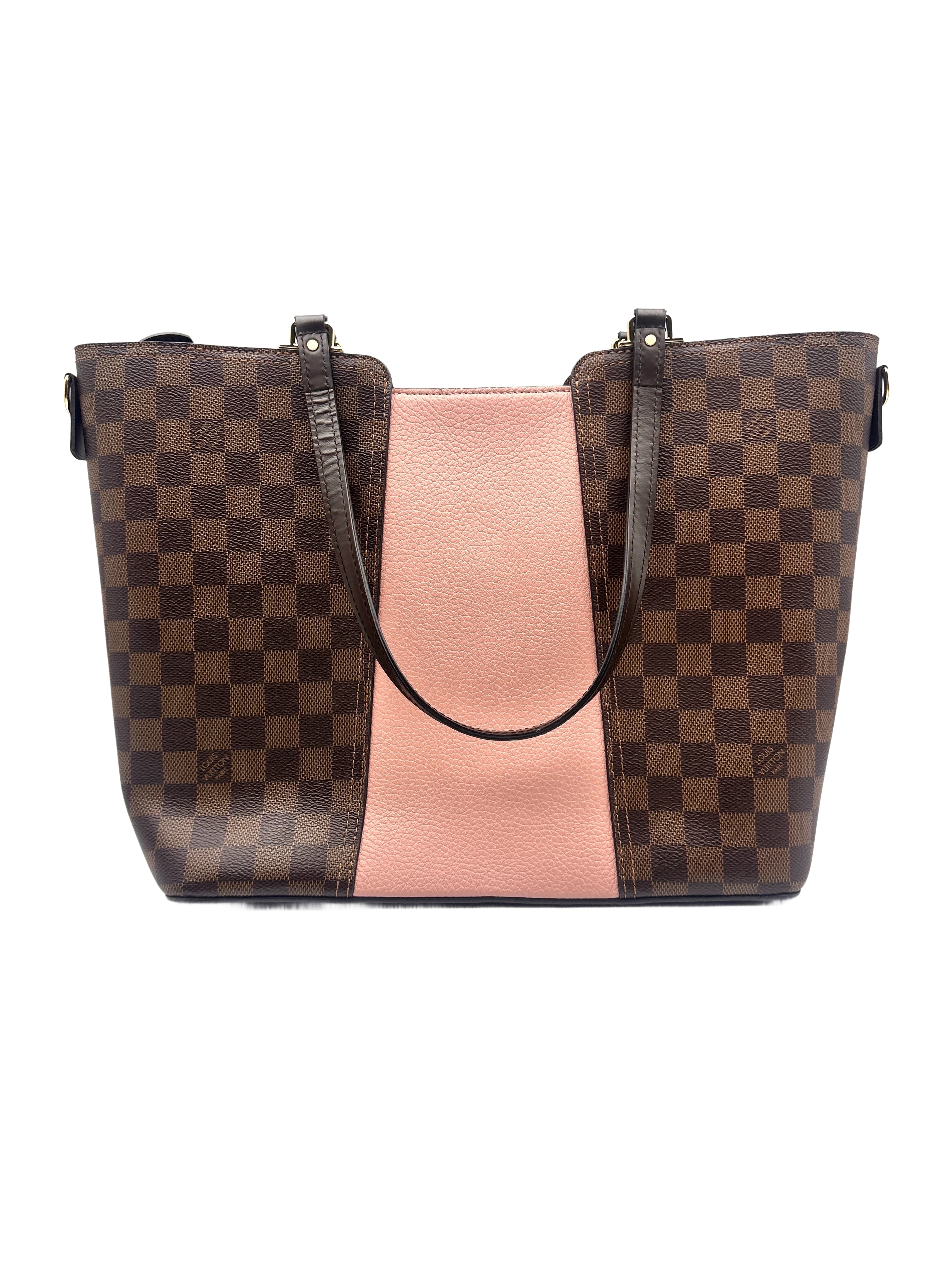 Louis Vuitton Jersey Damier Ebene Tote Bag Brown/Pink LV1666
