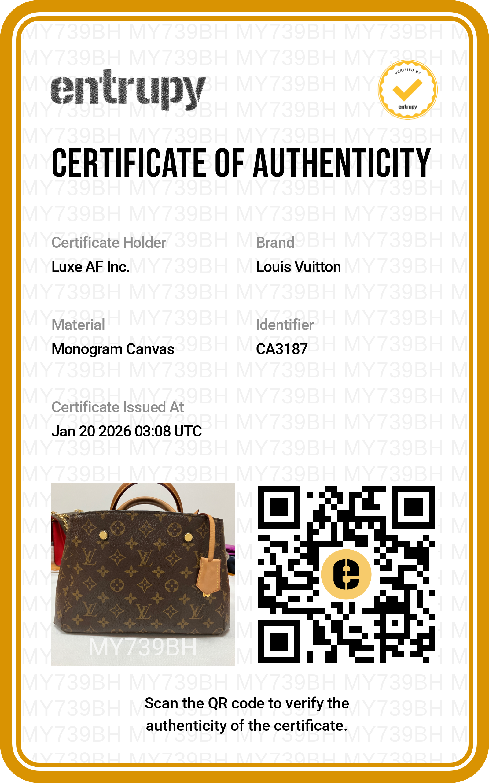 Louis Vuitton Montaigne Brown Monogram Leather Handle Bag LV1775