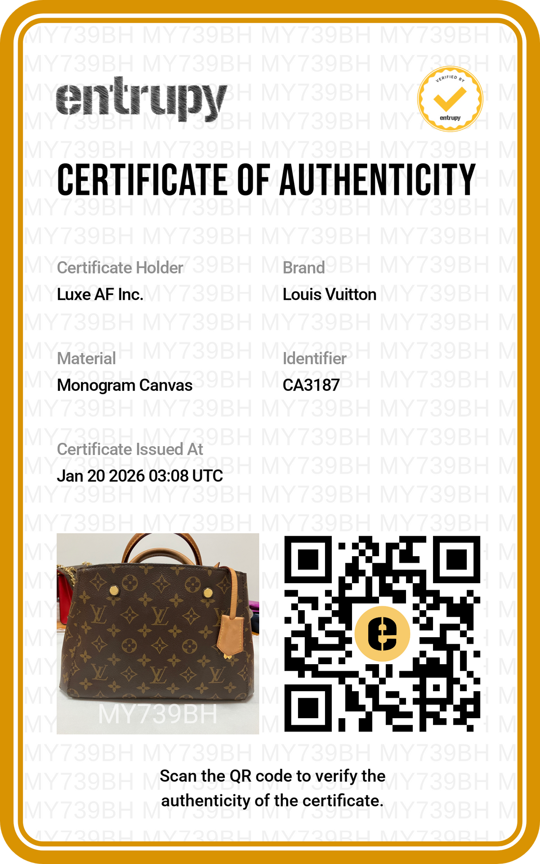 Louis Vuitton Montaigne Brown Monogram Leather Handle Bag LV1775