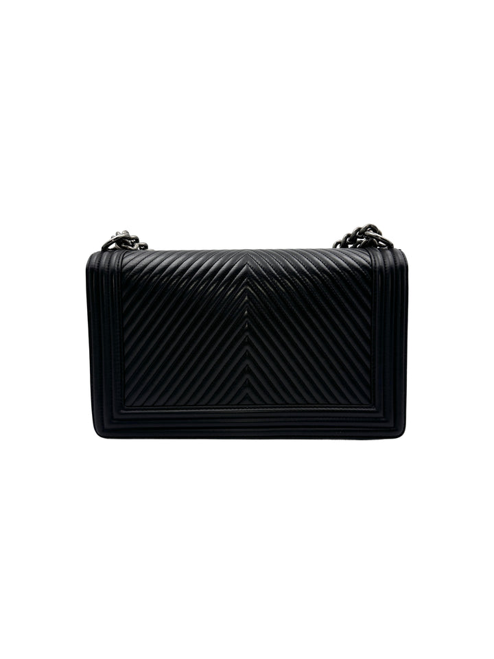 Chanel Black Chevron Leather  Chain Shoulder Bag(19***20) CC1131