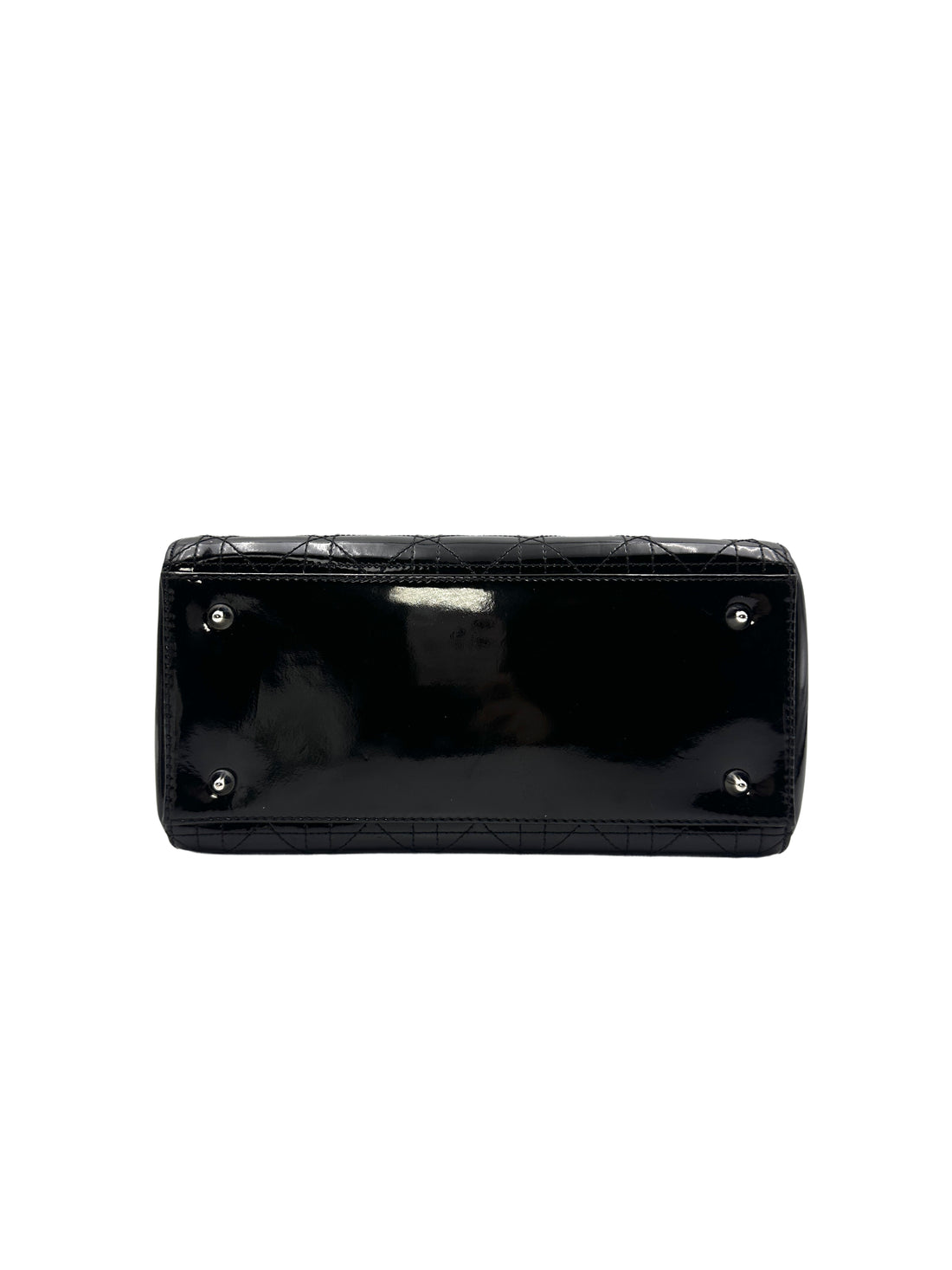 Christian Dior Cannage Black Patent Leather Lady Dior Handbag DR382