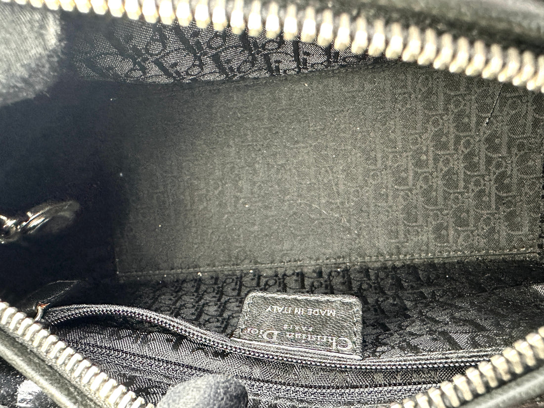 Christian Dior Cannage Black Patent Leather Lady Dior Handbag DR382