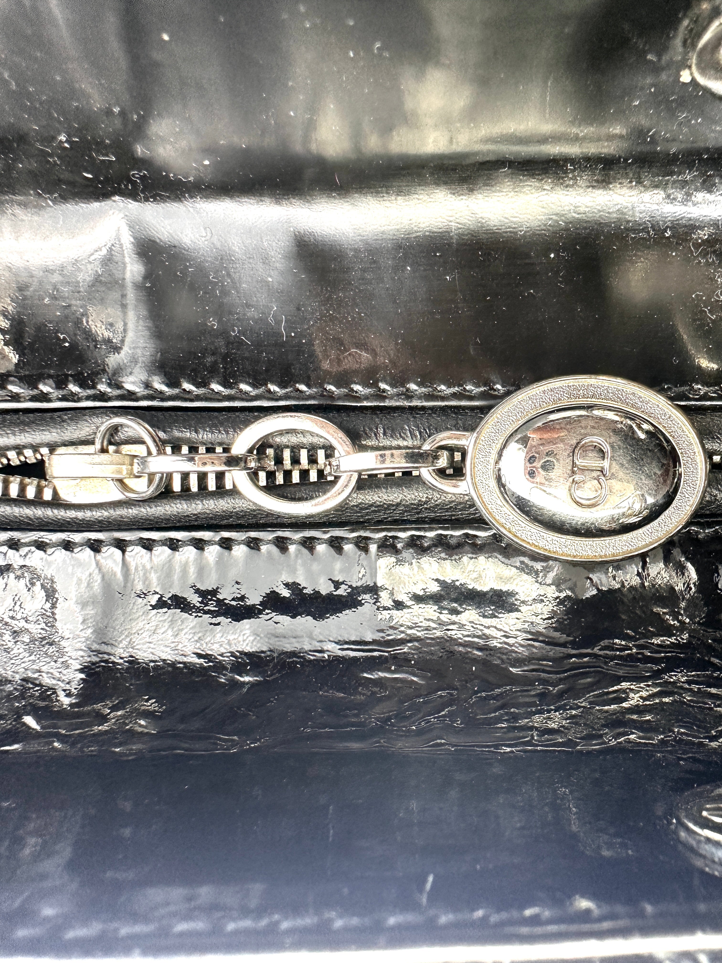 Christian Dior Cannage Black Patent Leather Lady Dior Handbag DR382