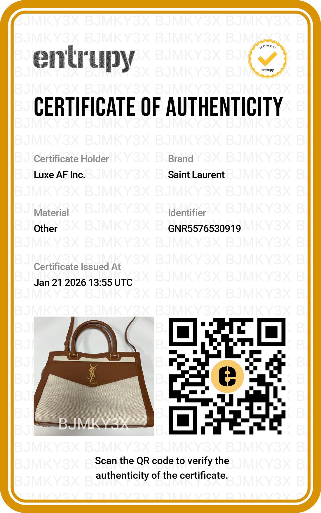 Saint Laurent Uptown Brown/White Handle Bag With Gold Hardware SL153