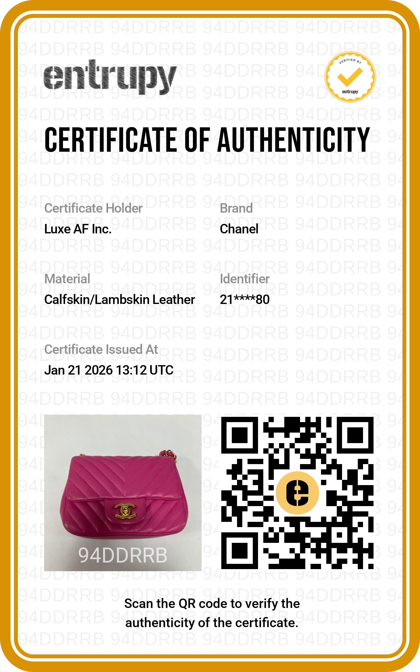 Chanel Pink Lambskin Chevron Mini Flap Shoudler Bag With Chain(21***80) CC1144