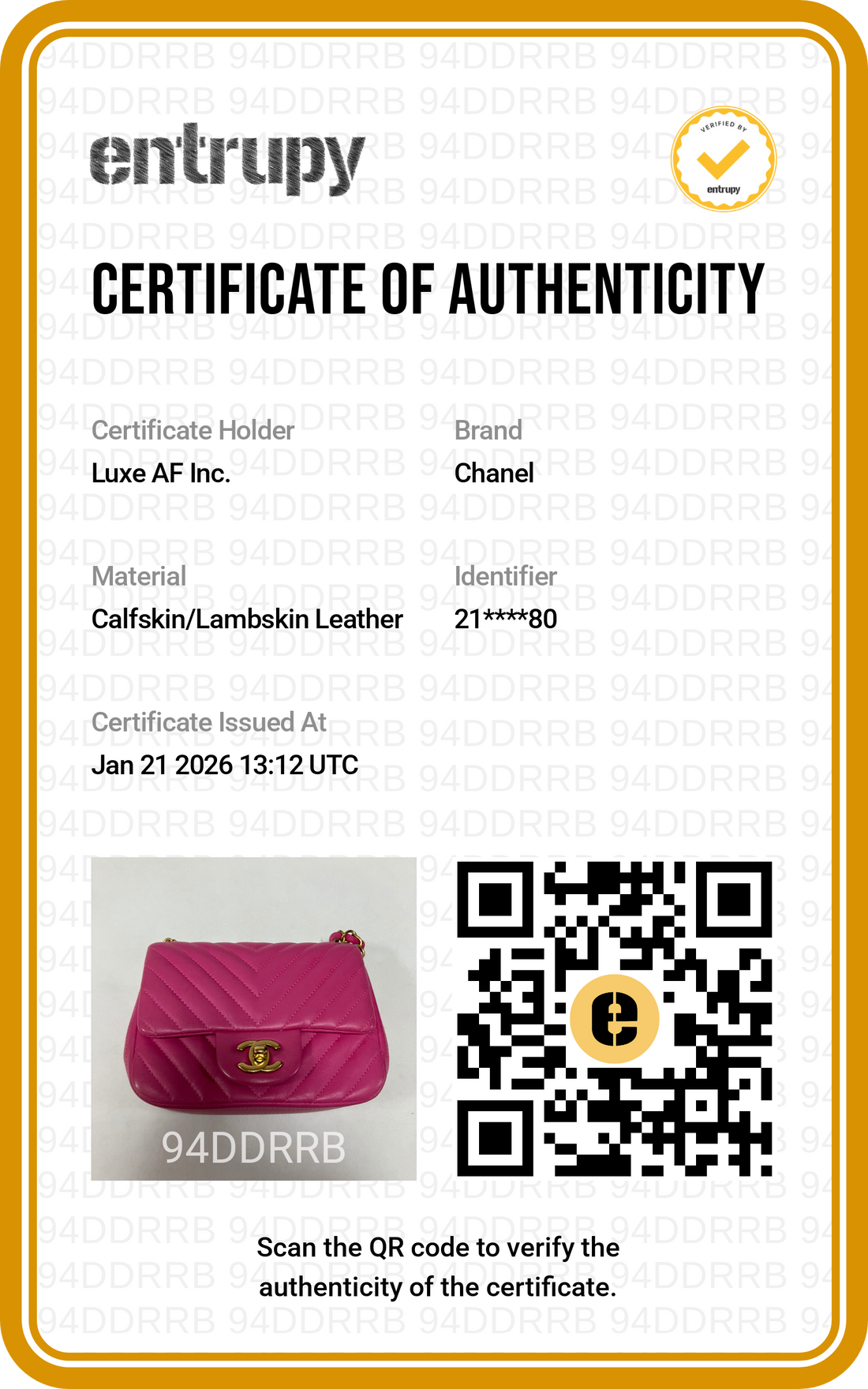 Chanel Pink Lambskin Chevron Mini Flap Shoudler Bag With Chain(21***80) CC1144