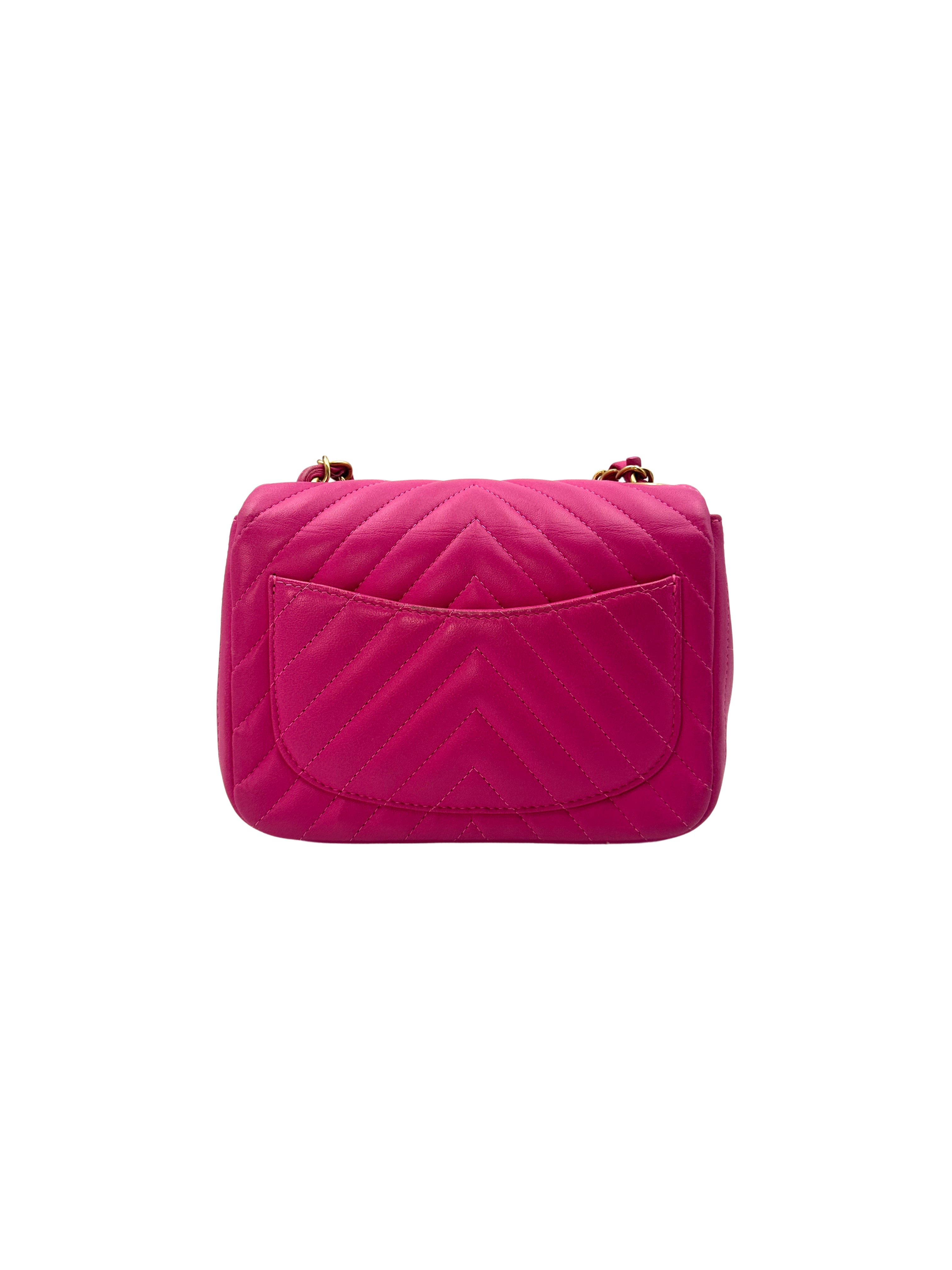 Chanel Pink Lambskin Chevron Mini Flap Shoudler Bag With Chain(21***80) CC1144