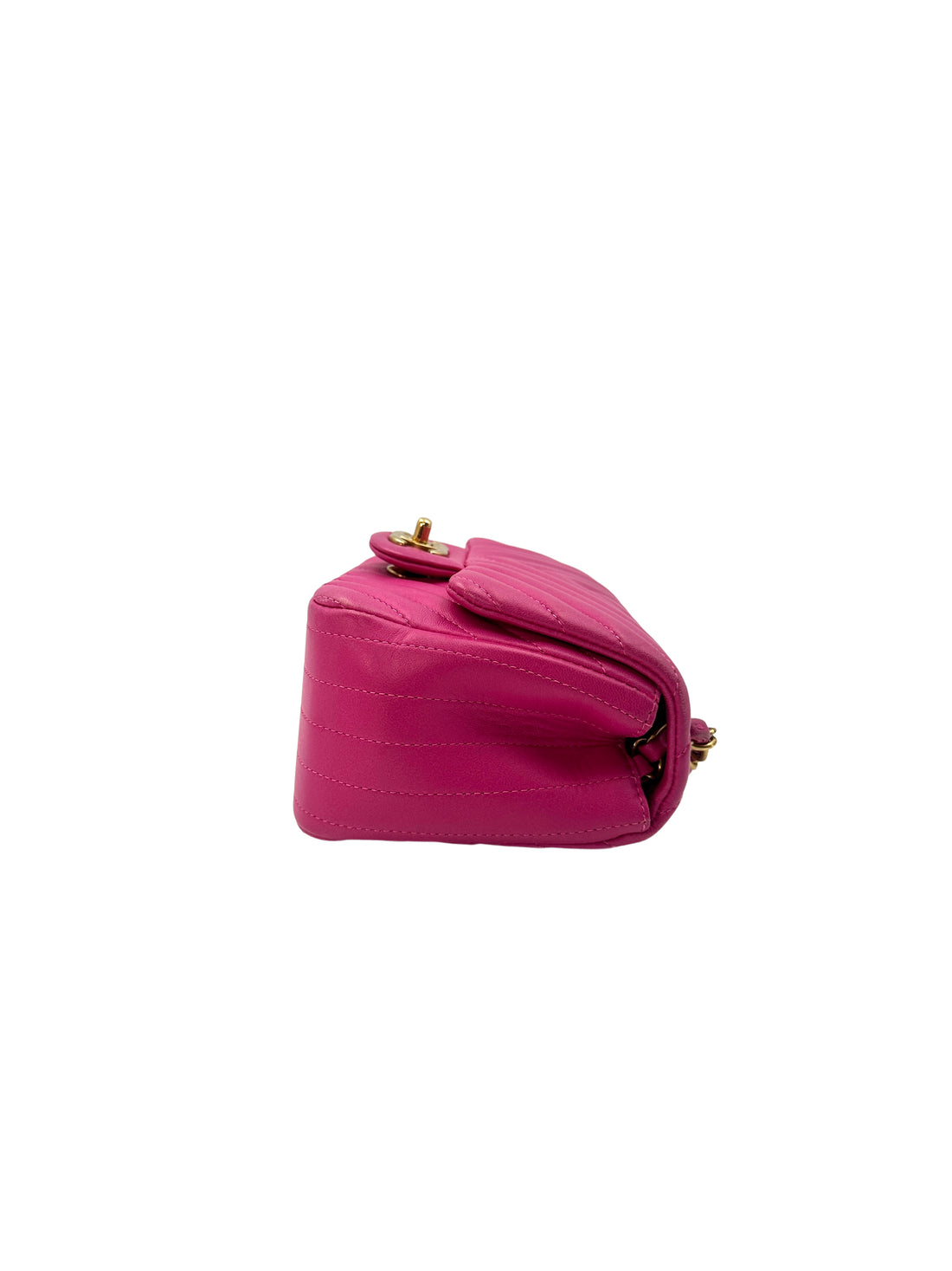 Chanel Pink Lambskin Chevron Mini Flap Shoudler Bag With Chain(21***80) CC1144