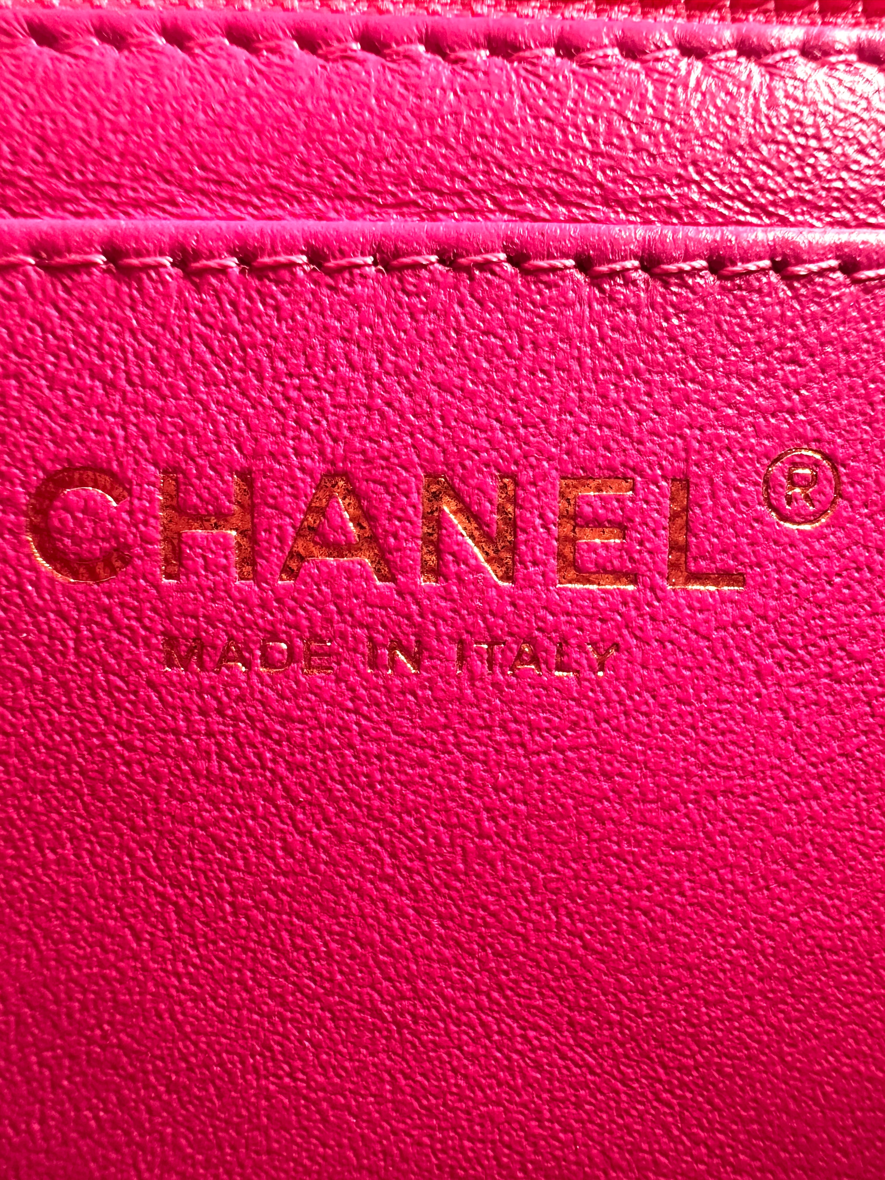 Chanel Pink Lambskin Chevron Mini Flap Shoudler Bag With Chain(21***80) CC1144