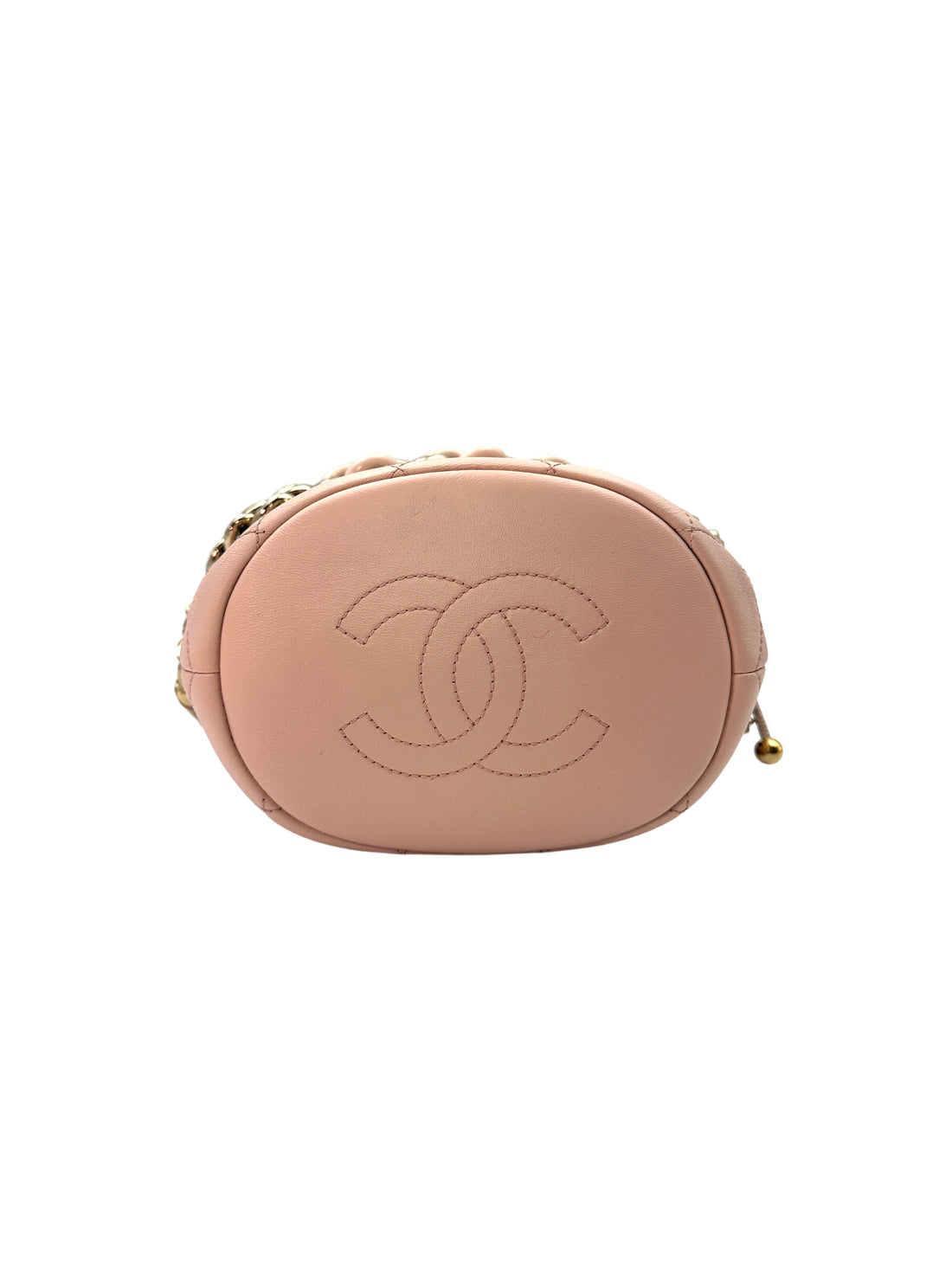 Chanel Pink Quilted Lambskin Bucket Bag With Resin Bi-Color Chain(L5***C9) CC1147