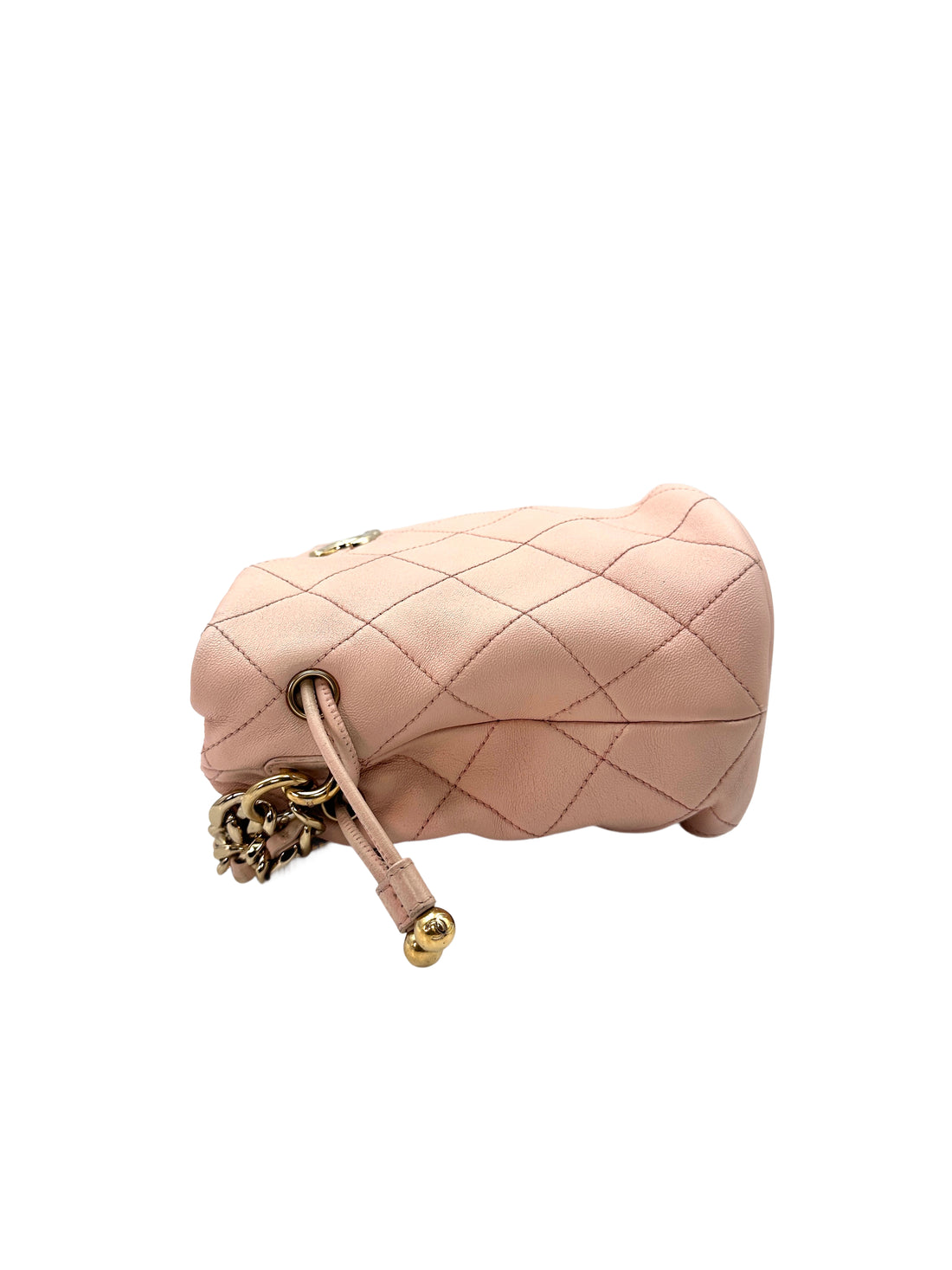 Chanel Pink Quilted Lambskin Bucket Bag With Resin Bi-Color Chain(L5***C9) CC1147