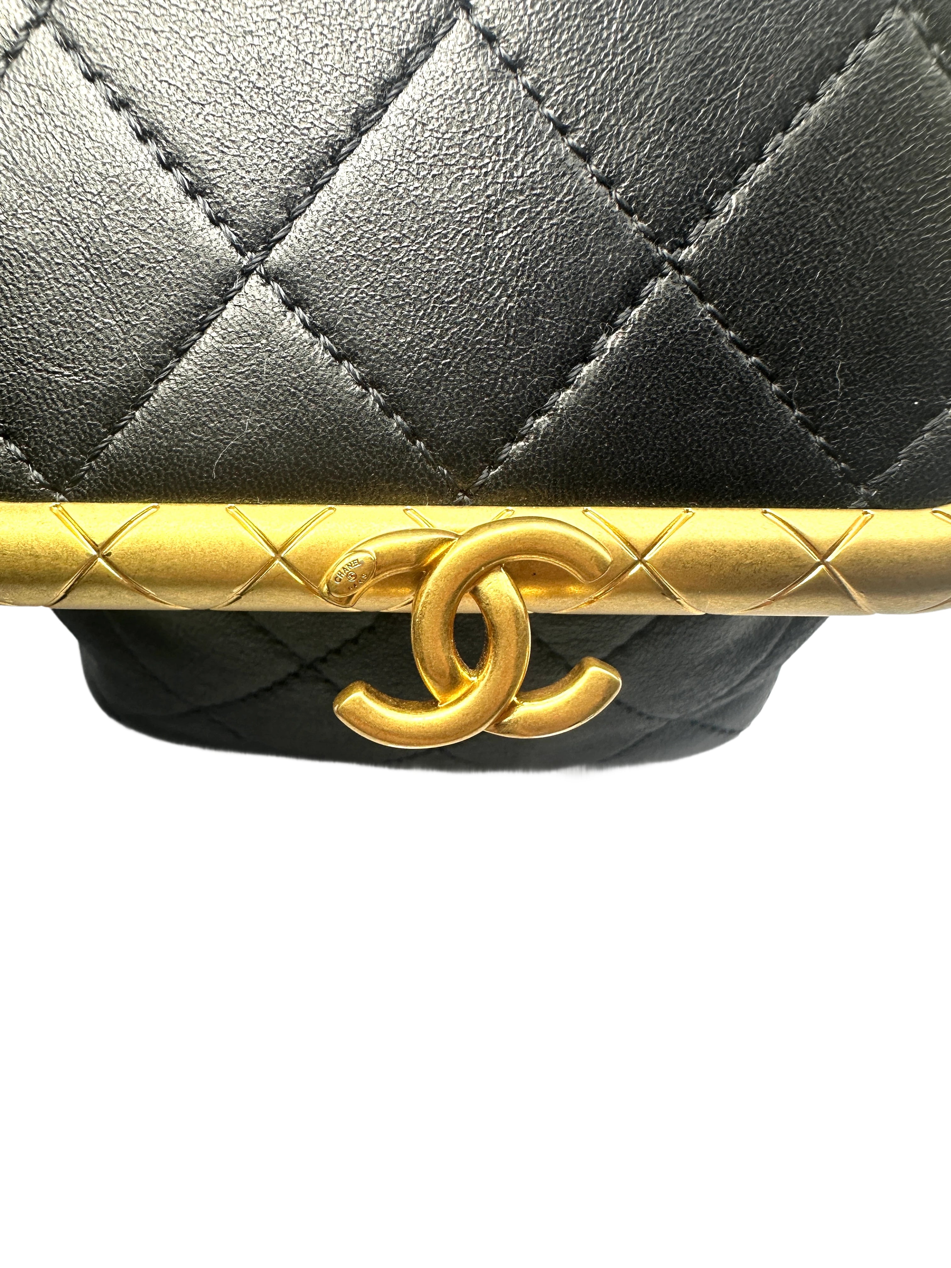 Chanel Black Quilted Leather WIth Kiss Lock My Crush Chain Shoulder Bag(30***35) CC1143