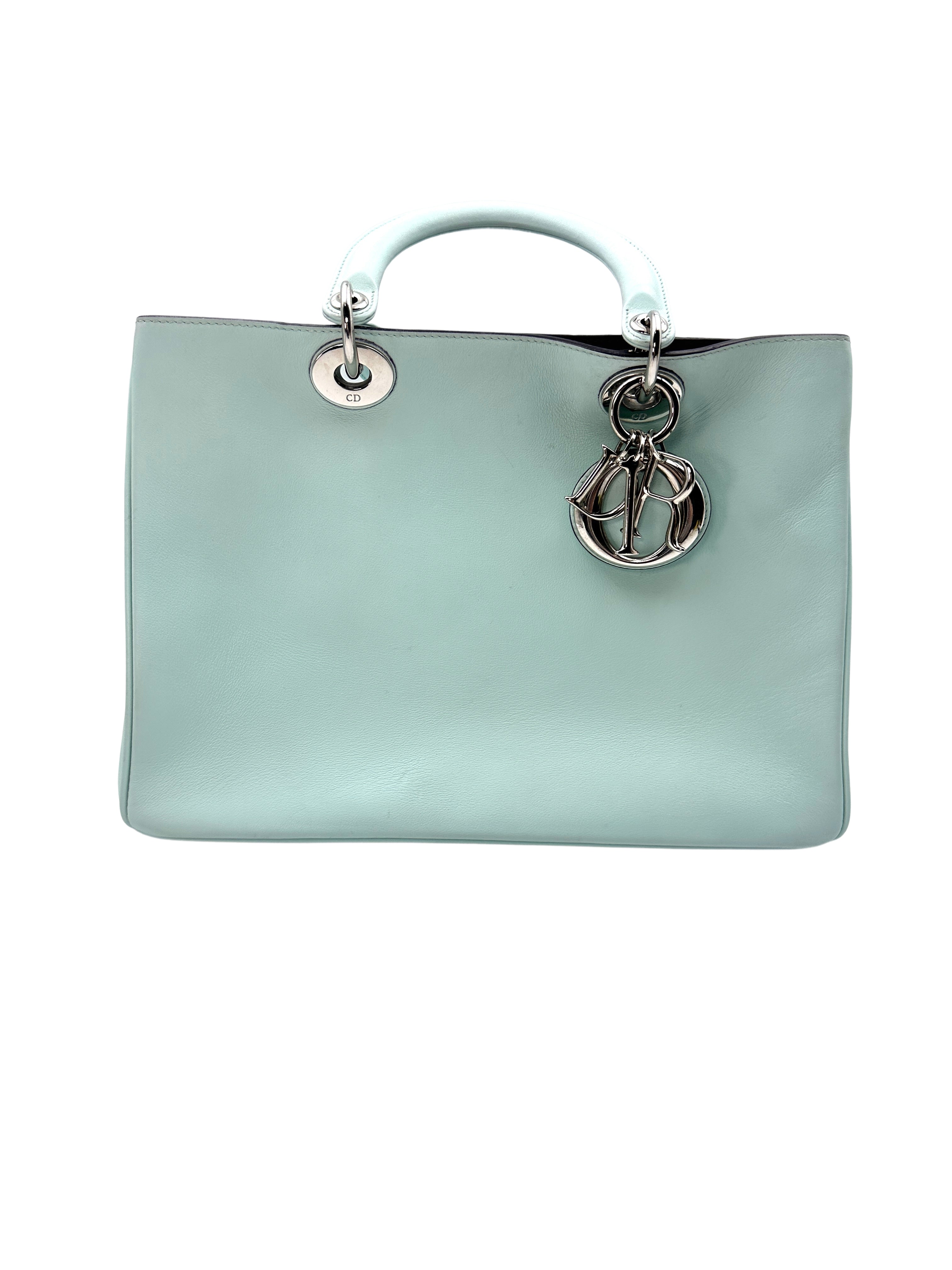 Christian Dior Diorissimo Mint Green Shopper Tote Bag with Pouch DR386