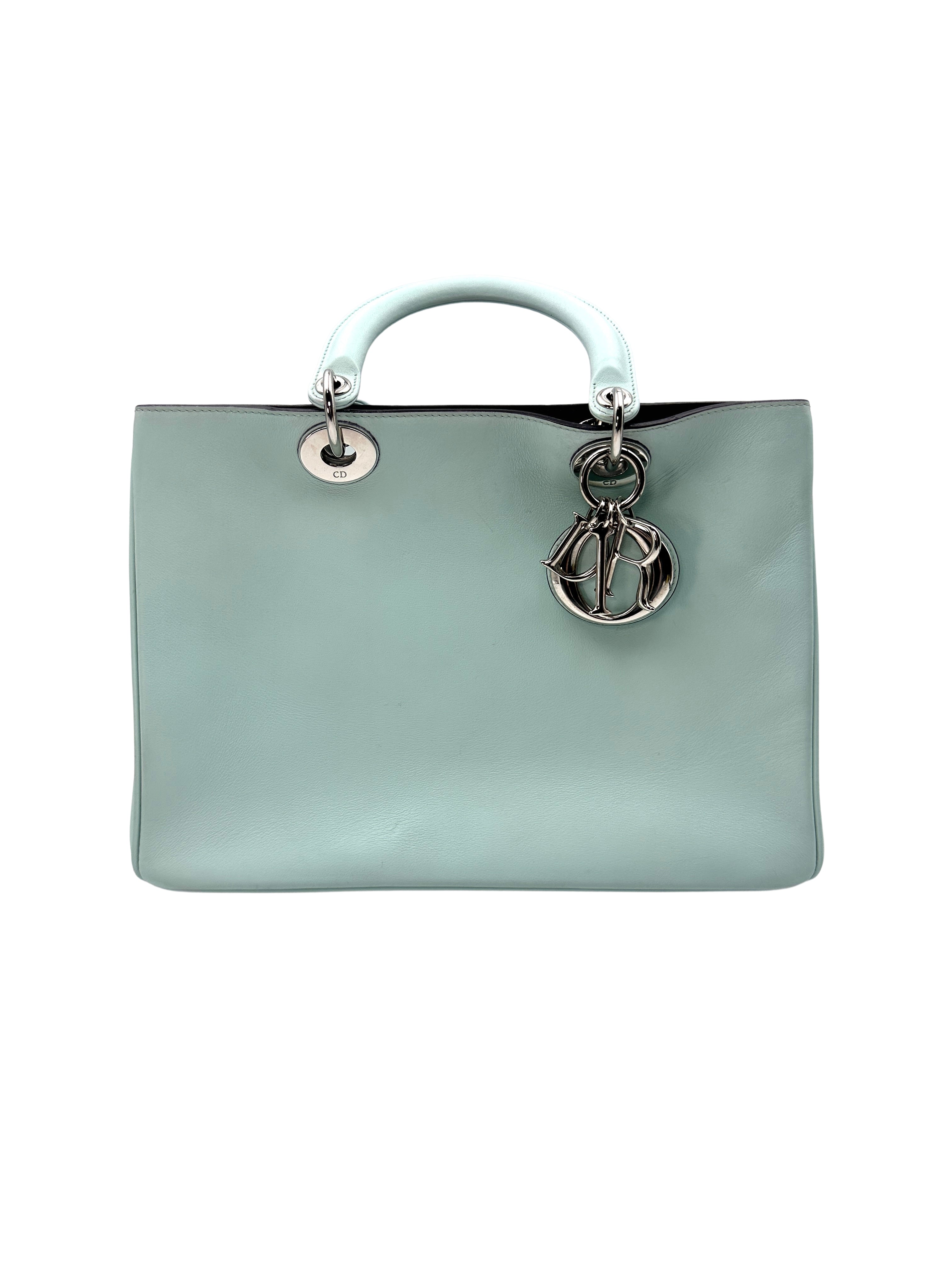 Christian Dior Diorissimo Mint Green Shopper Tote Bag with Pouch DR386