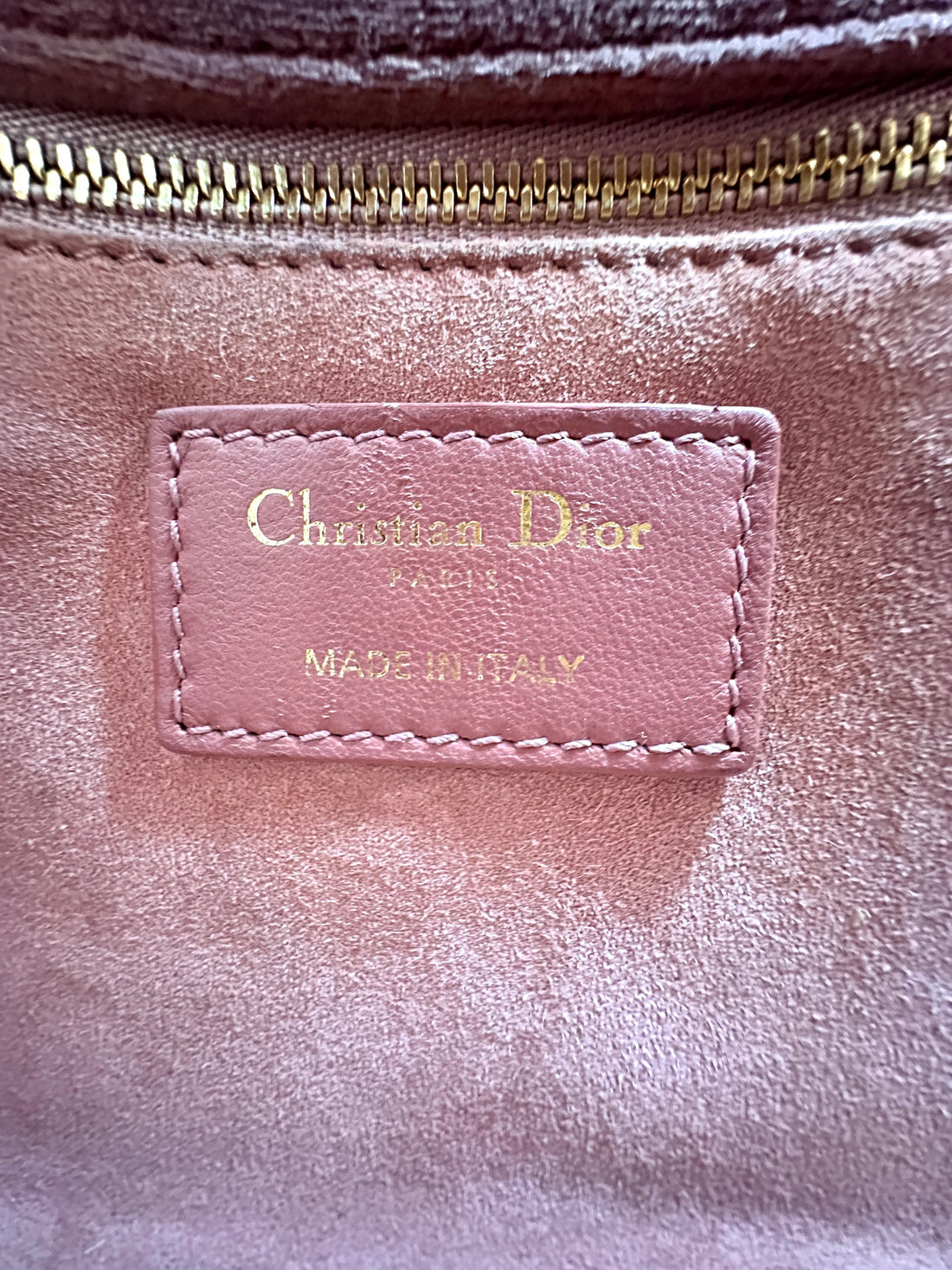 Christian Dior Pink Velvet Lady Dior Chain Shoulder Handle Bag DR388