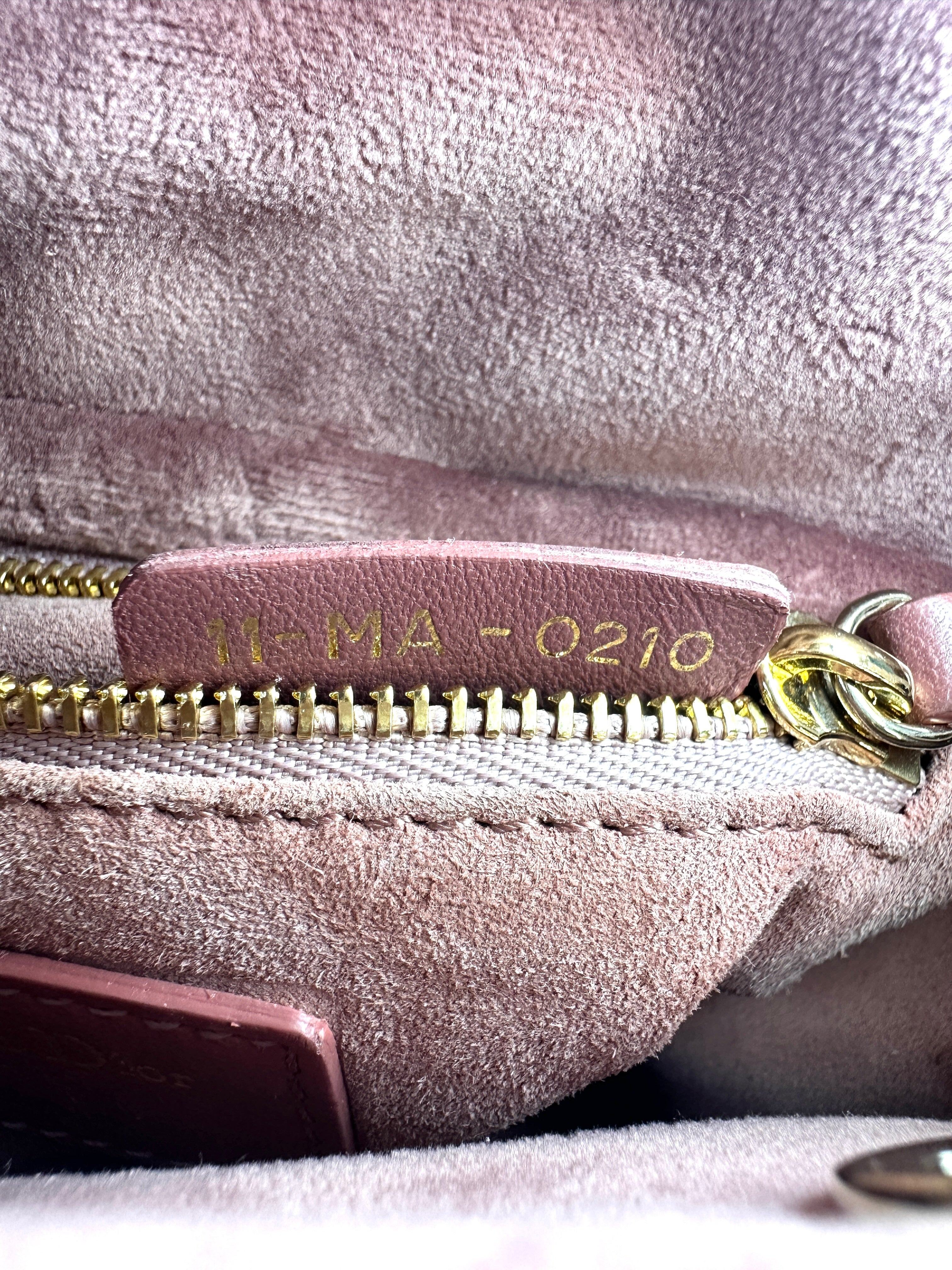 Christian Dior Pink Velvet Lady Dior Chain Shoulder Handle Bag DR388
