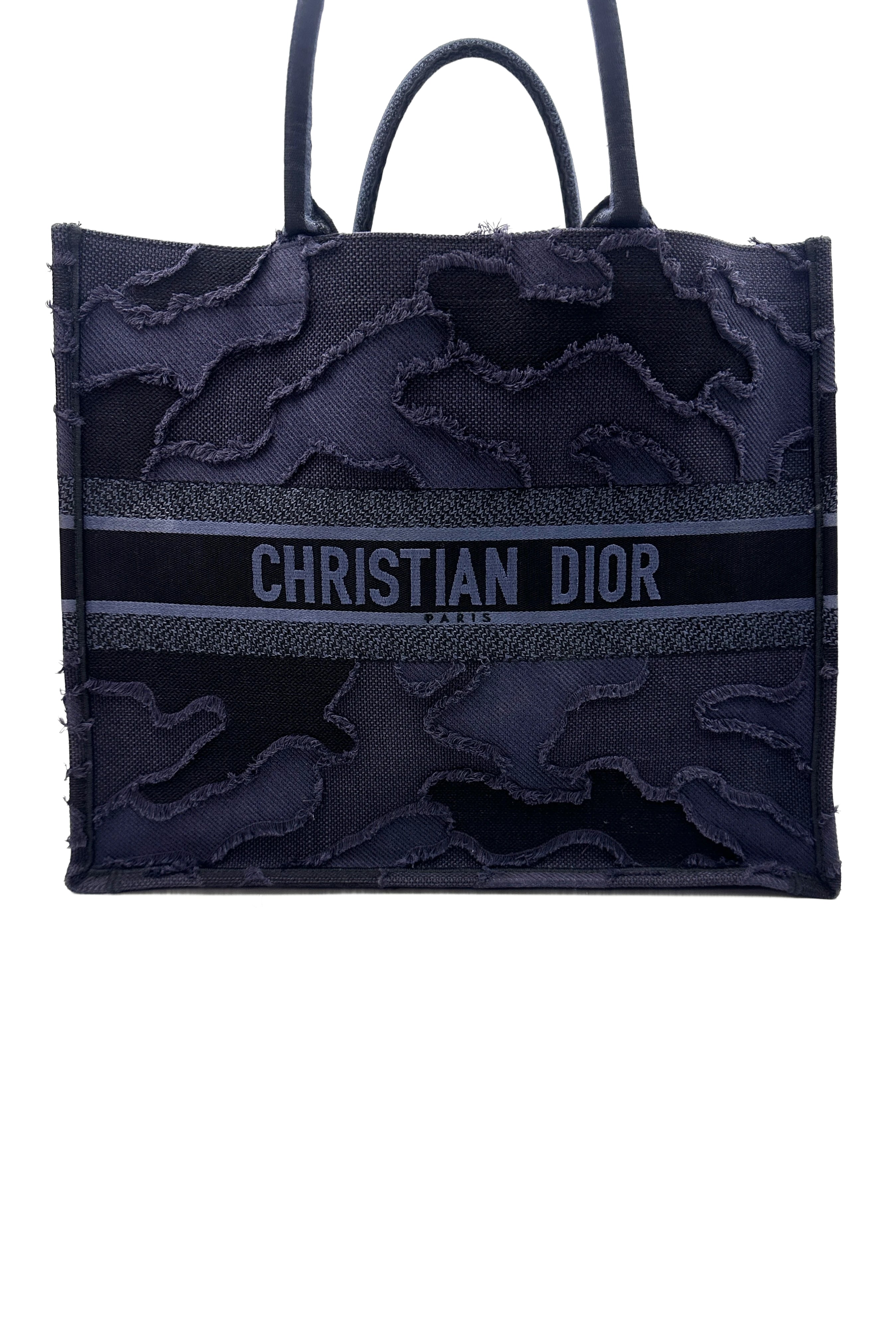 Christian Dior Blue Camouflage Large Book Tote Handle Bag DR384