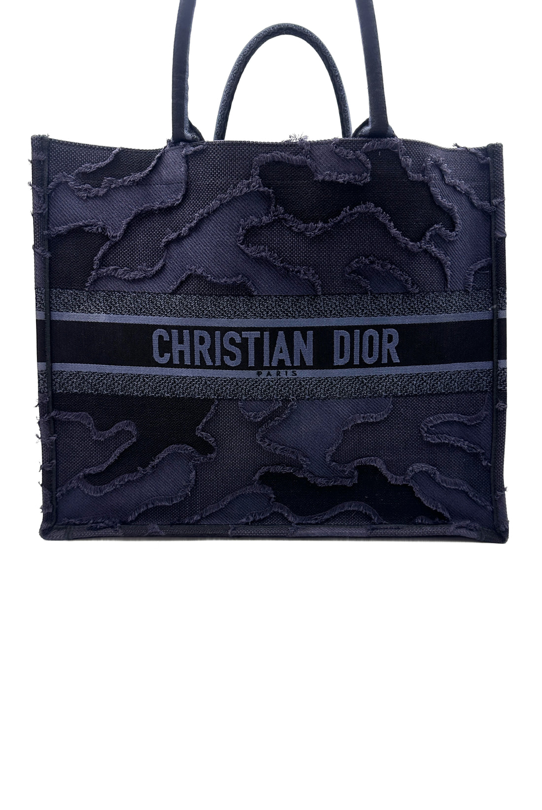 Christian Dior Blue Camouflage Large Book Tote Handle Bag DR384