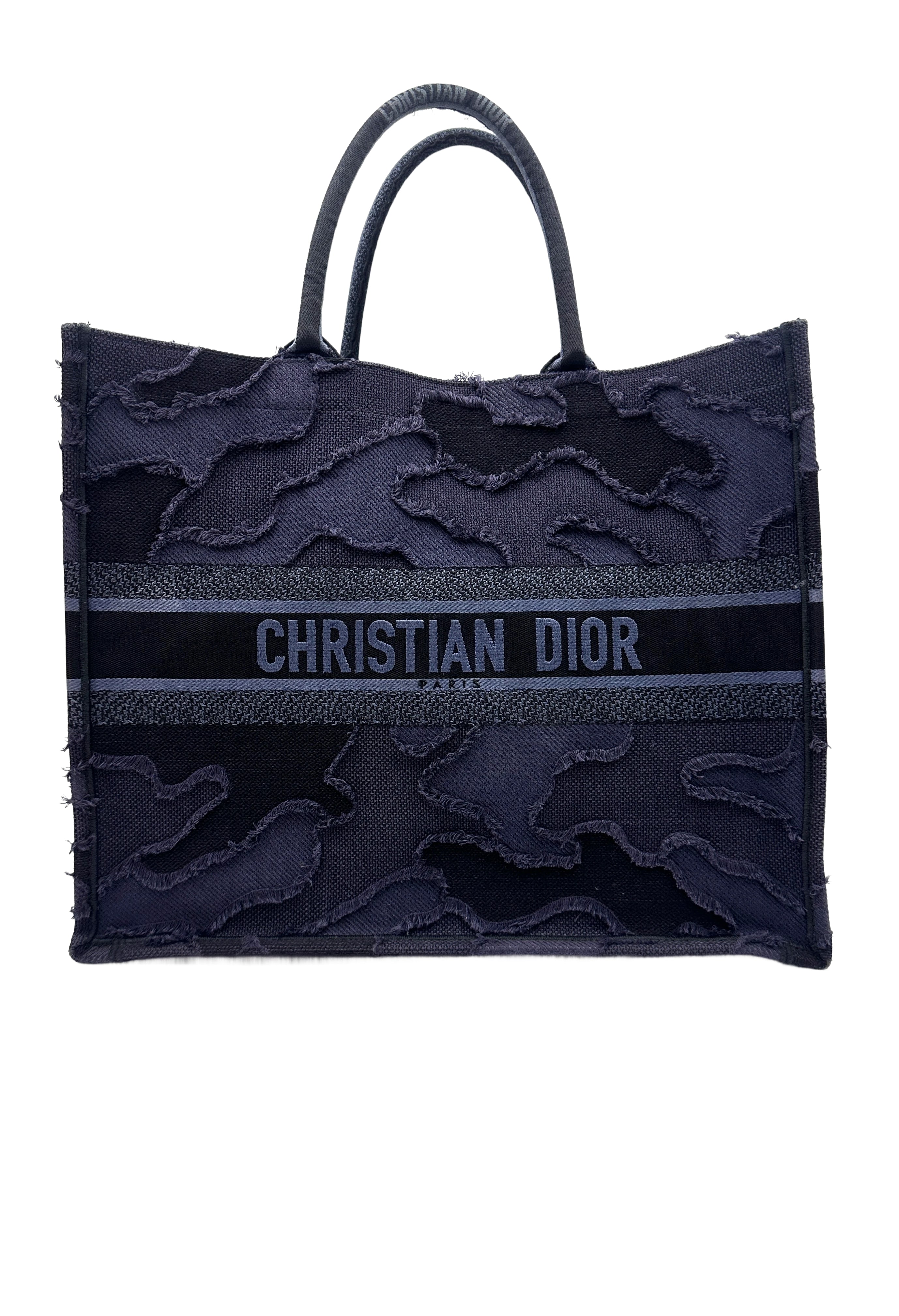 Christian Dior Blue Camouflage Large Book Tote Handle Bag DR384