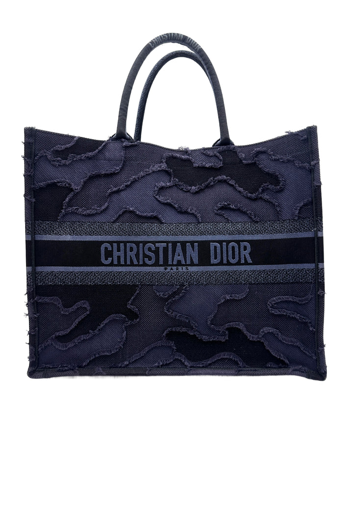 Christian Dior Blue Camouflage Large Book Tote Handle Bag DR384