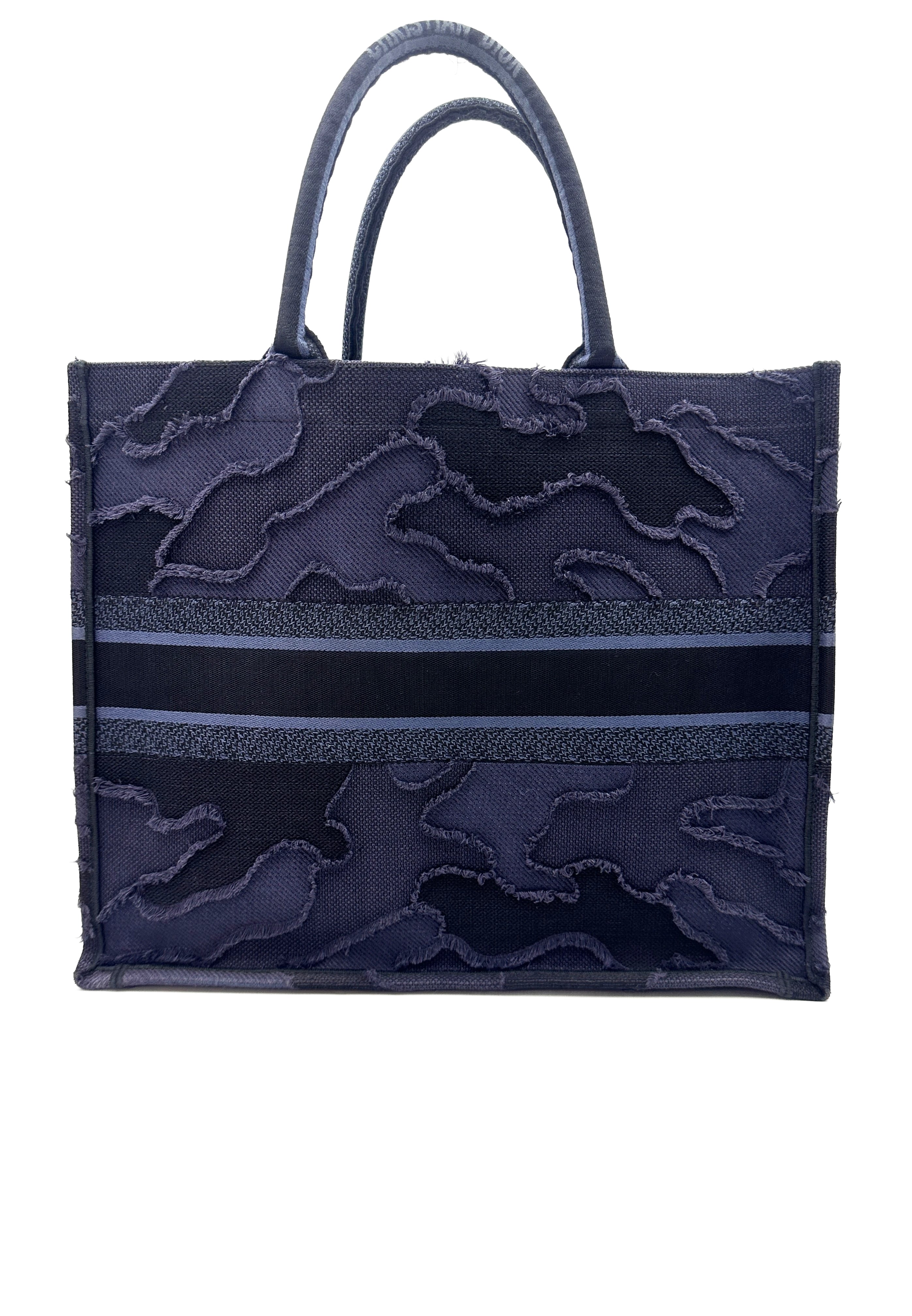 Christian Dior Blue Camouflage Large Book Tote Handle Bag DR384