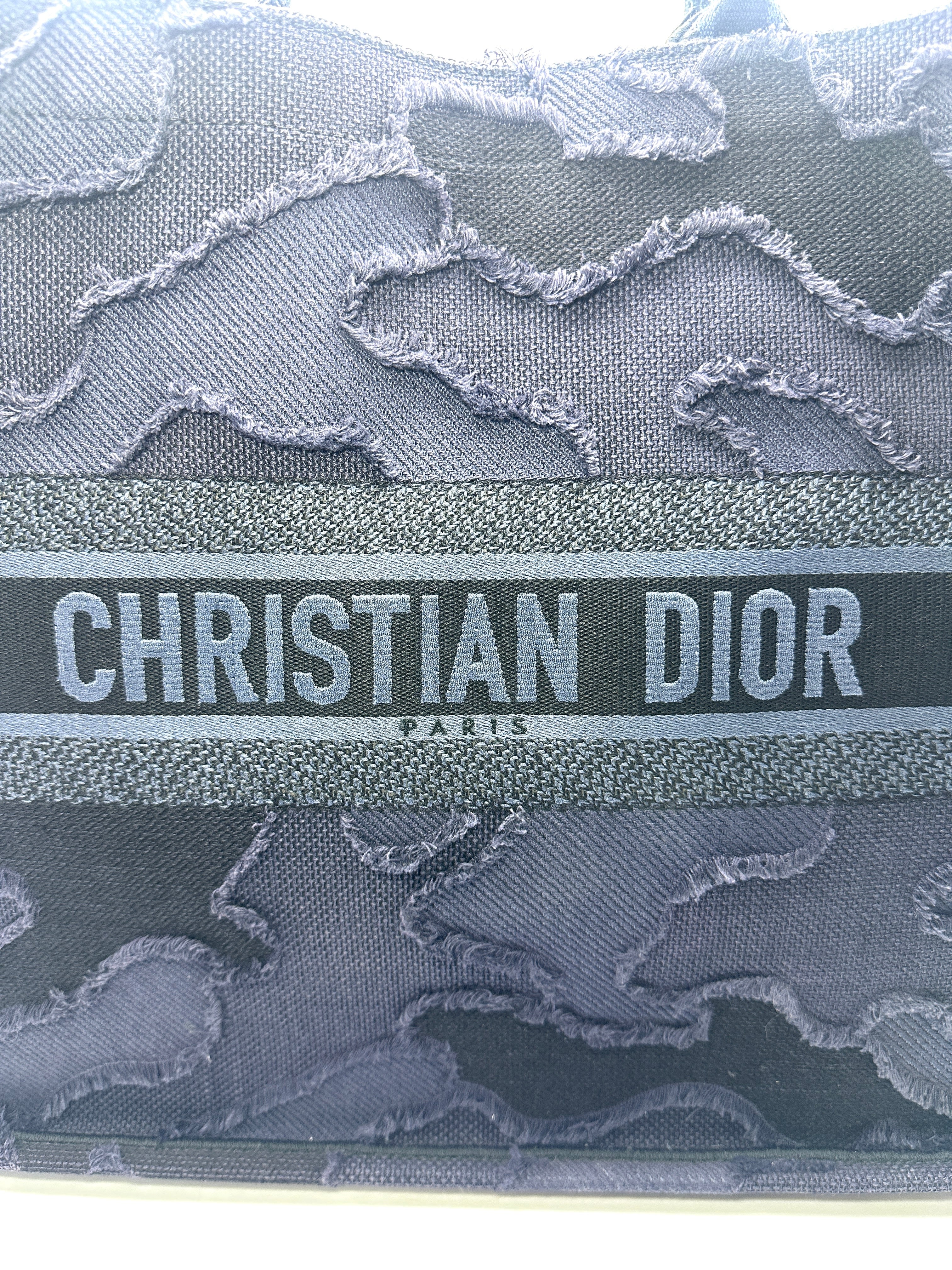 Christian Dior Blue Camouflage Large Book Tote Handle Bag DR384