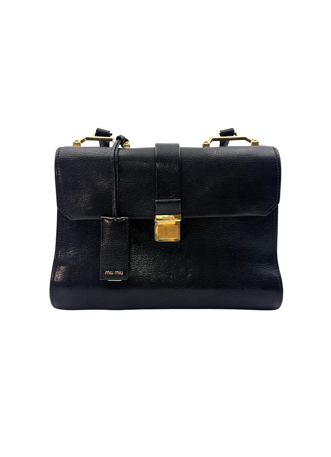Miu Miu Black Madras Leather Crossbody Bag MM27