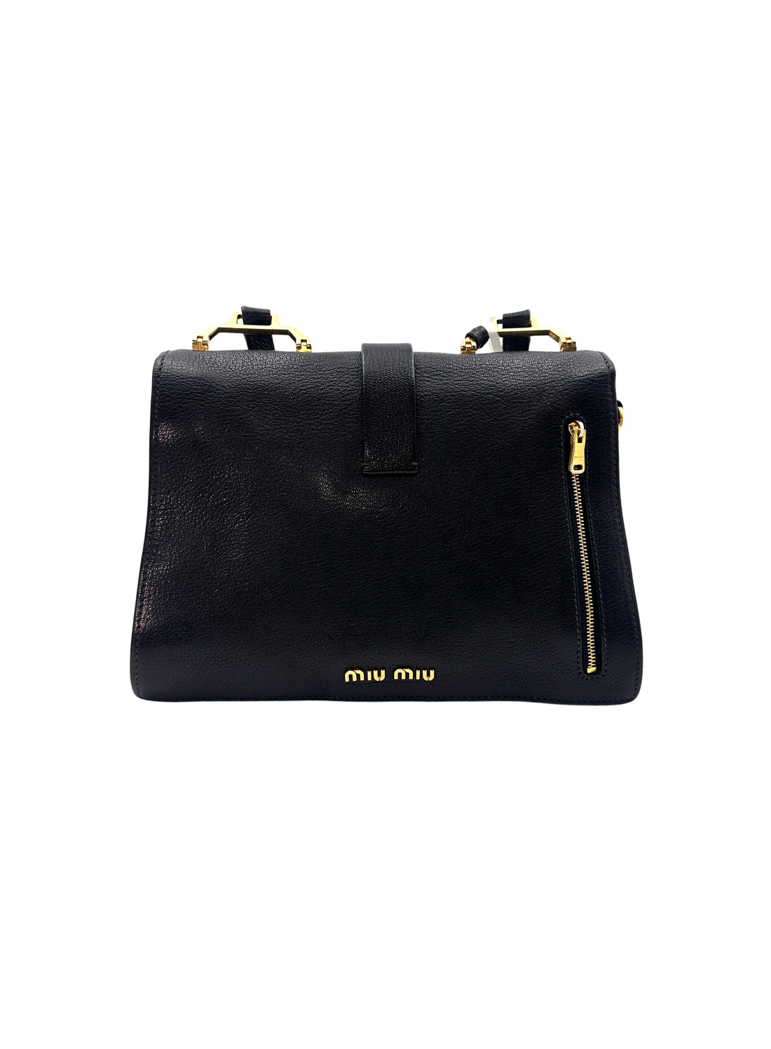 Miu Miu Black Madras Leather Crossbody Bag MM27