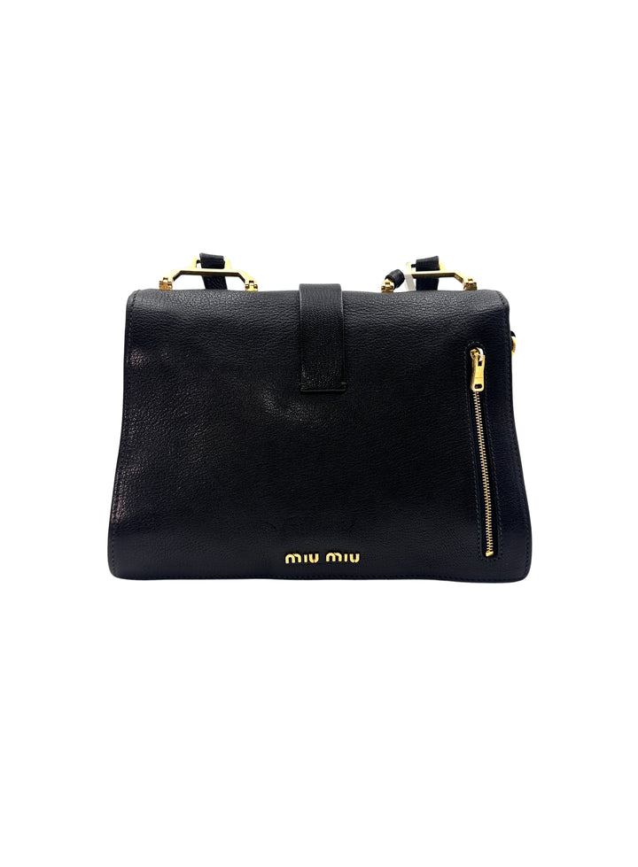 Miu Miu Black Madras Leather Crossbody Bag MM27