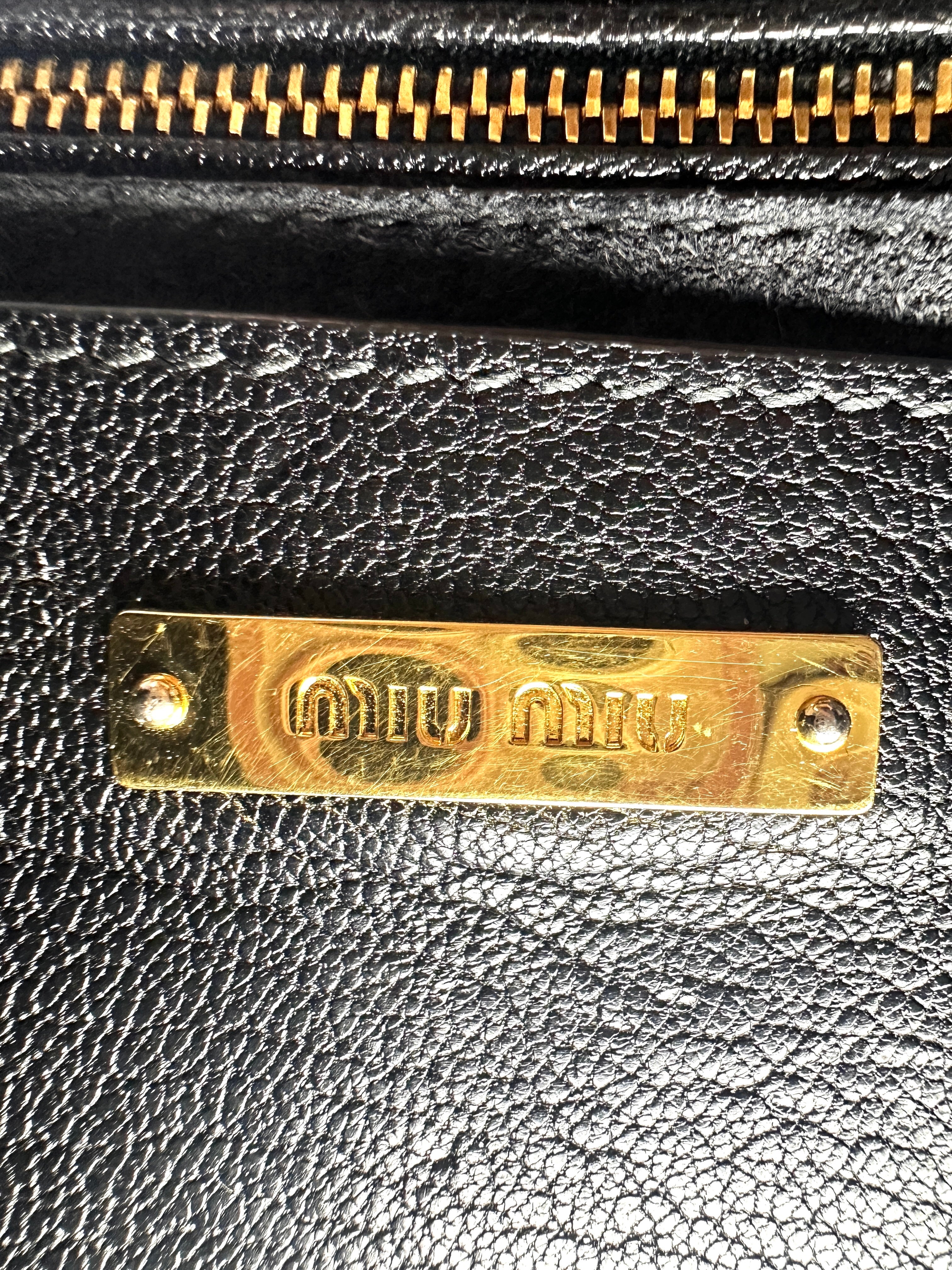 Miu Miu Black Madras Leather Crossbody Bag MM27