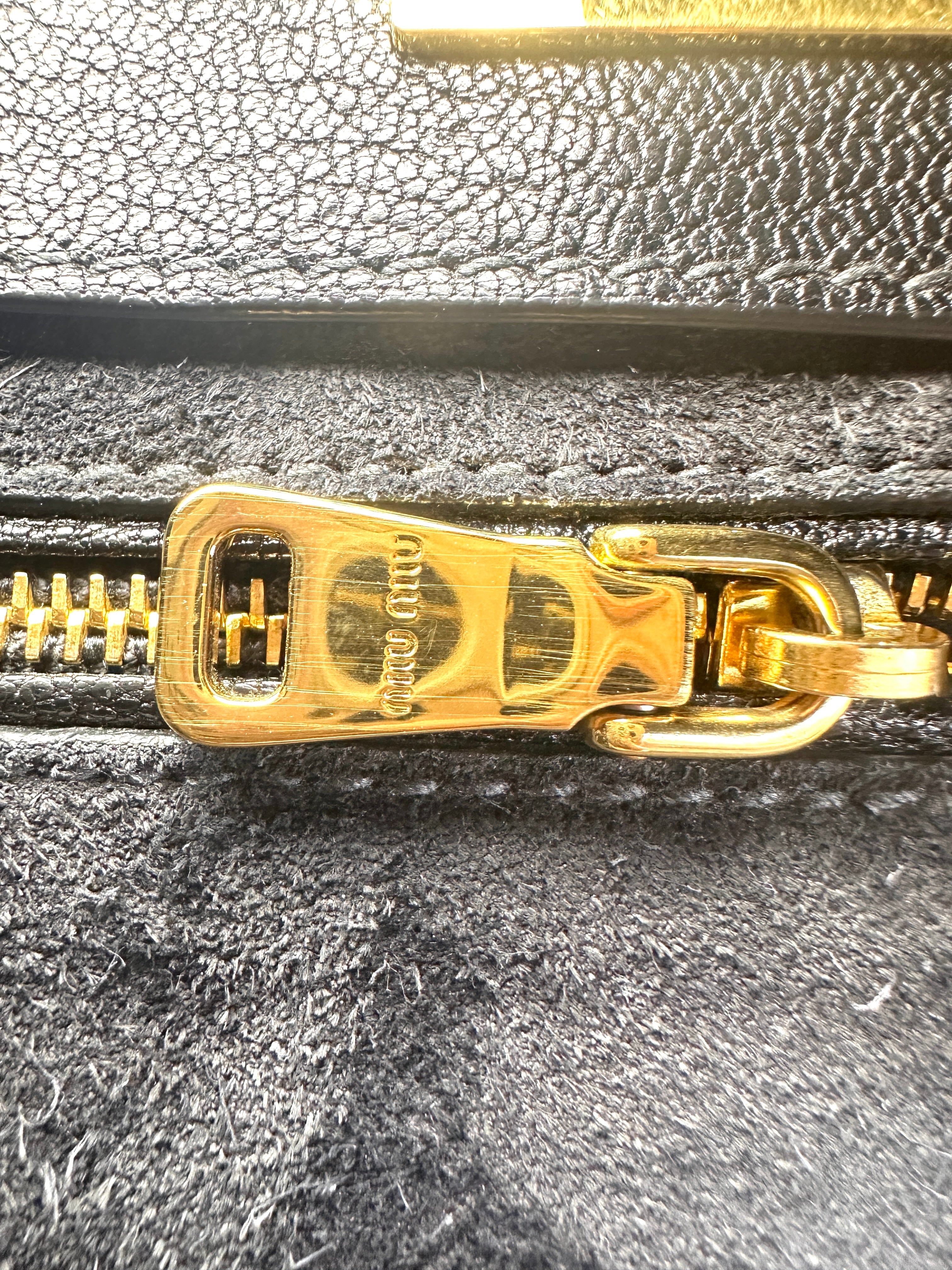Miu Miu Black Madras Leather Crossbody Bag MM27