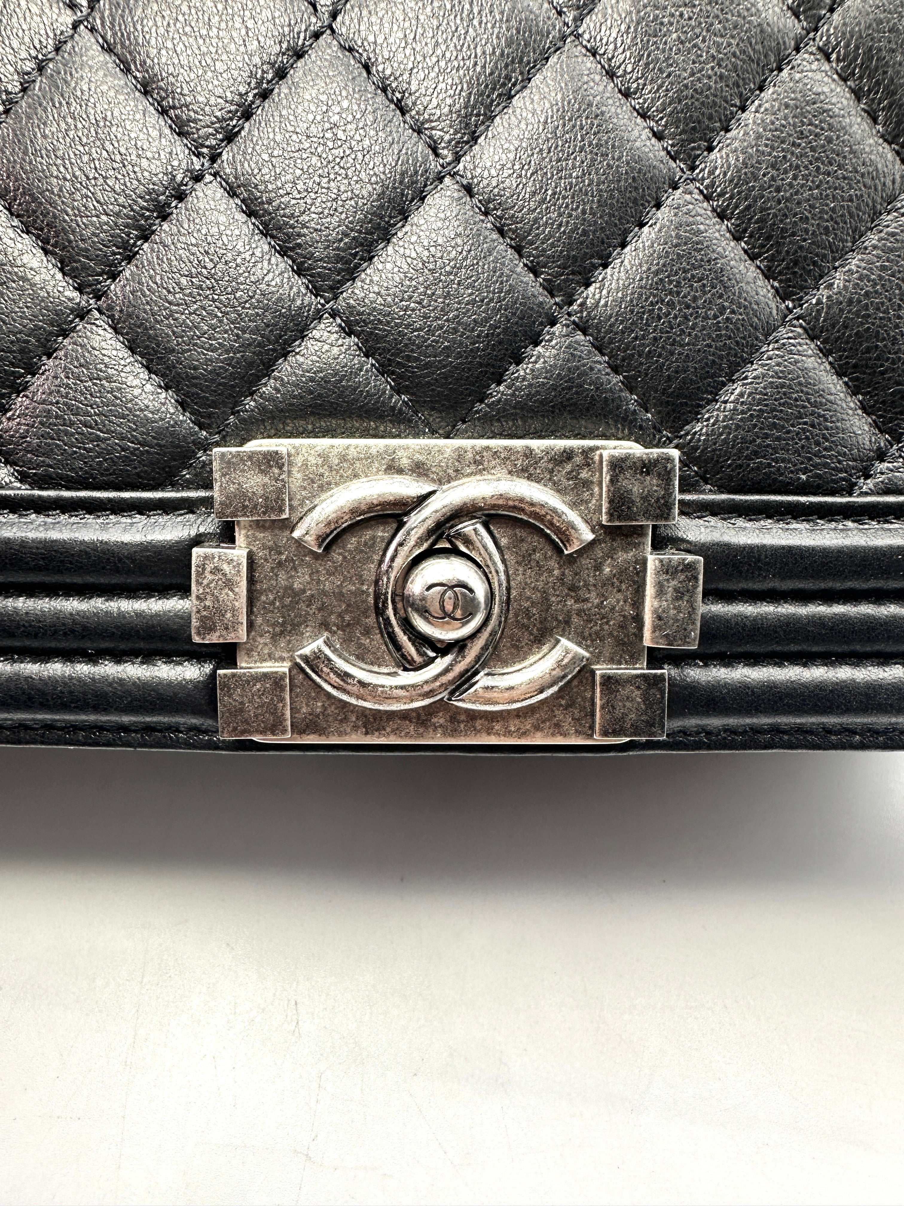 Chanel LeBoy Black Quilted Leather Crossbody Bag with Silver Buckle(19***69) CC1138