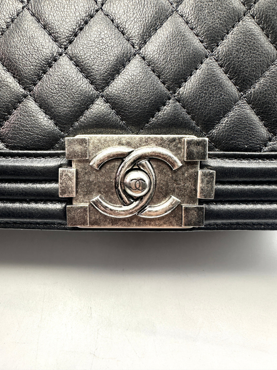 Chanel LeBoy Black Quilted Leather Crossbody Bag with Silver Buckle(19***69) CC1138