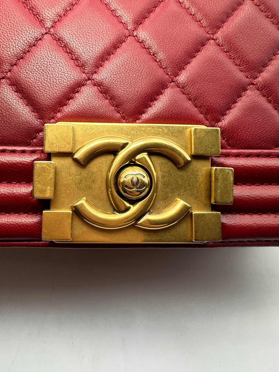 Chanel LeBoy Red Quilted Leather Crossbody Bag with Gold Buckle(19***32) CC1140